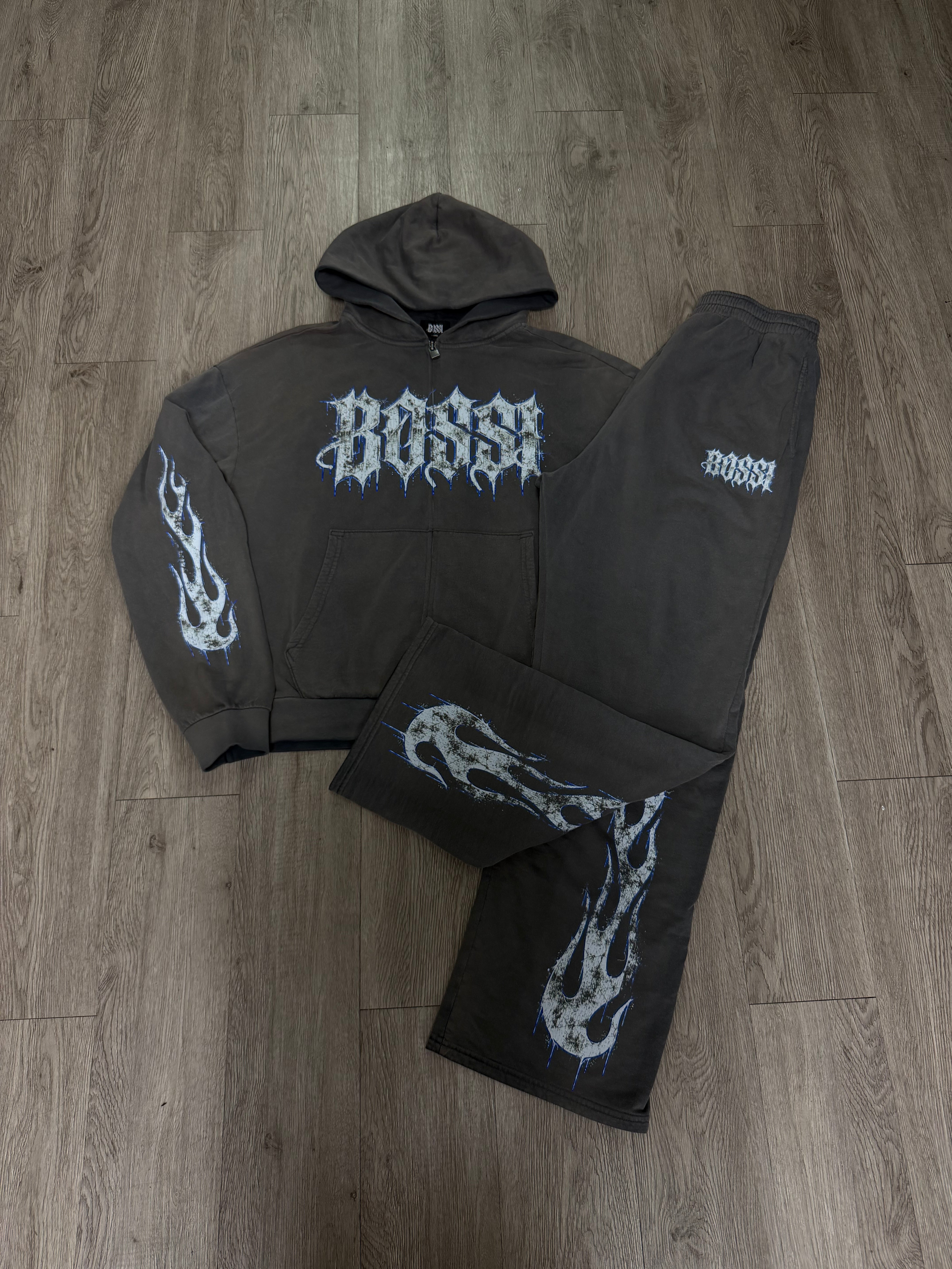 Bossi Grey Blue White Logo Sweatsuit