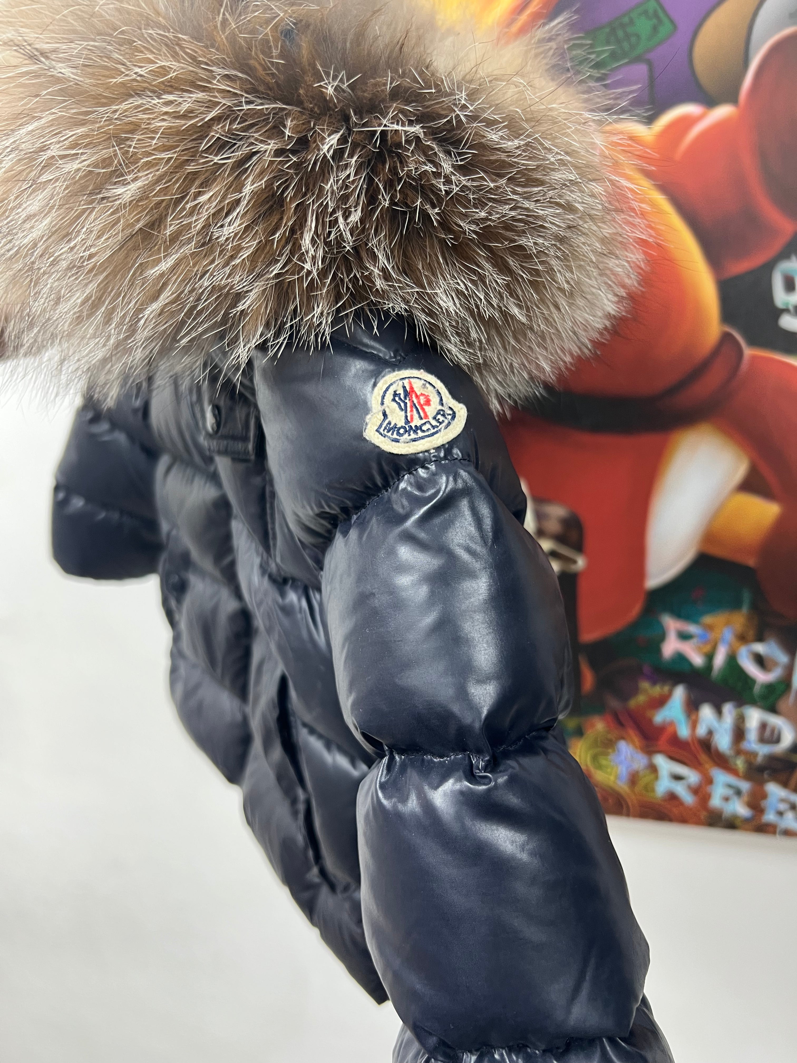 Moncler Navy Fur Puffer Jacket