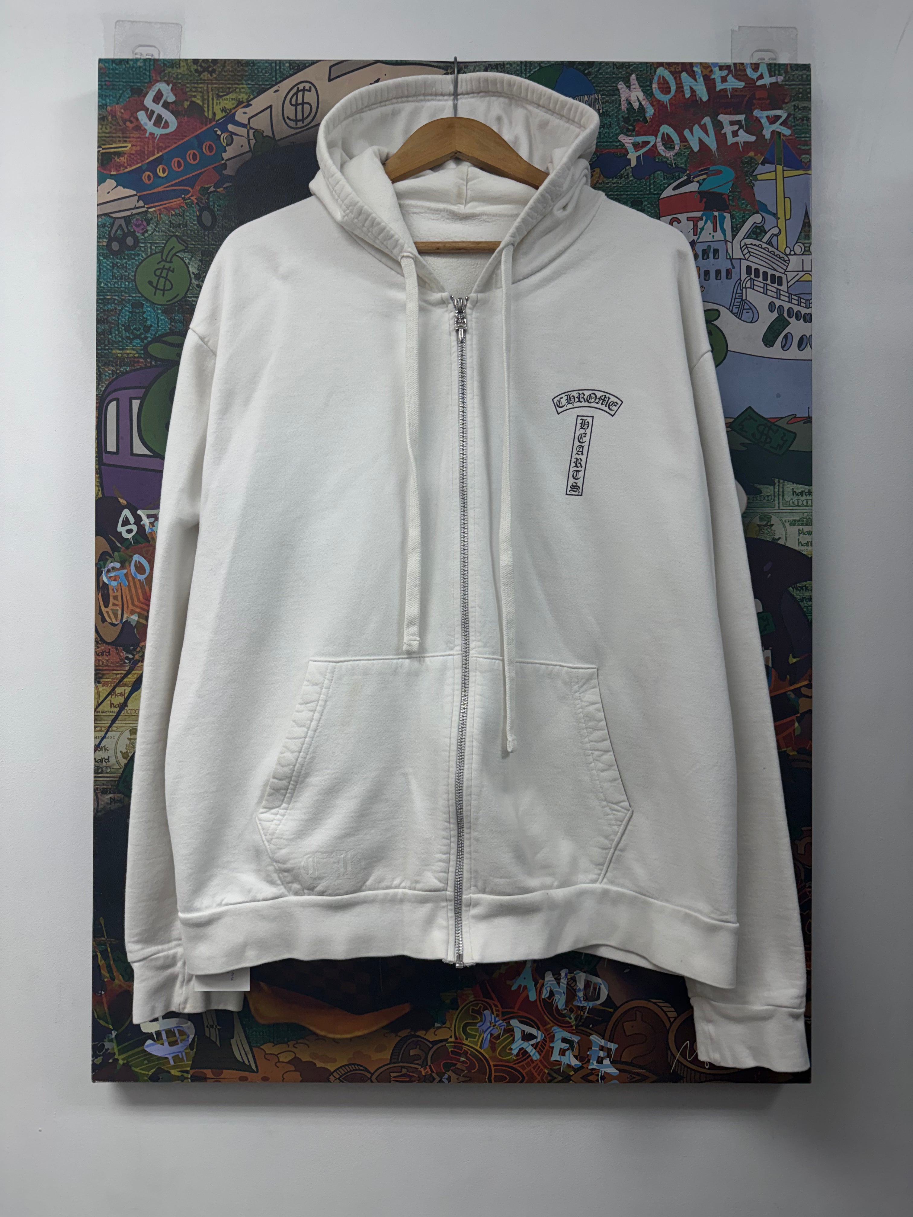 Chrome Hearts White USA Shoulder Logo Zip Up