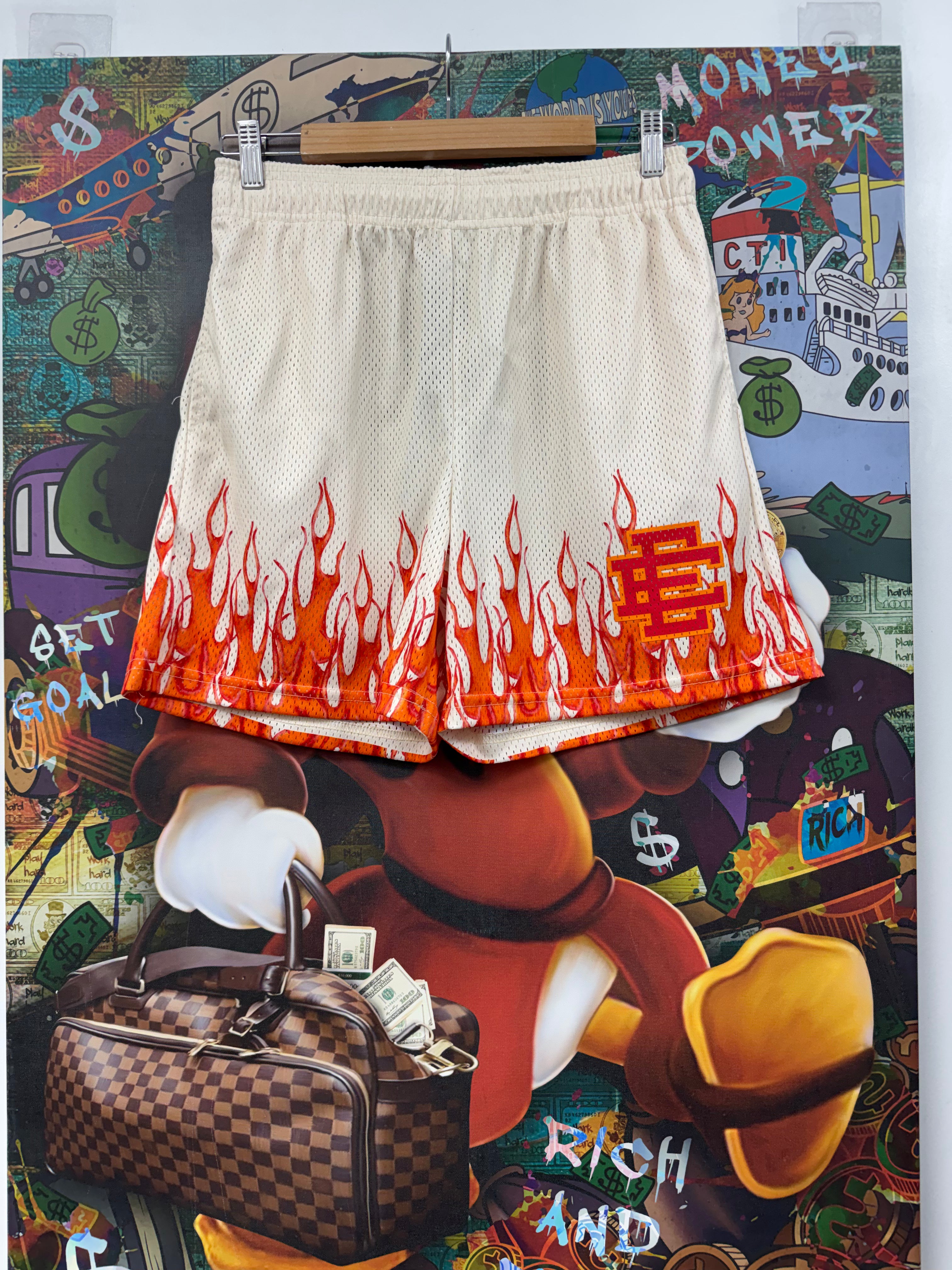 Eric Emanuel Cream Flames Shorts