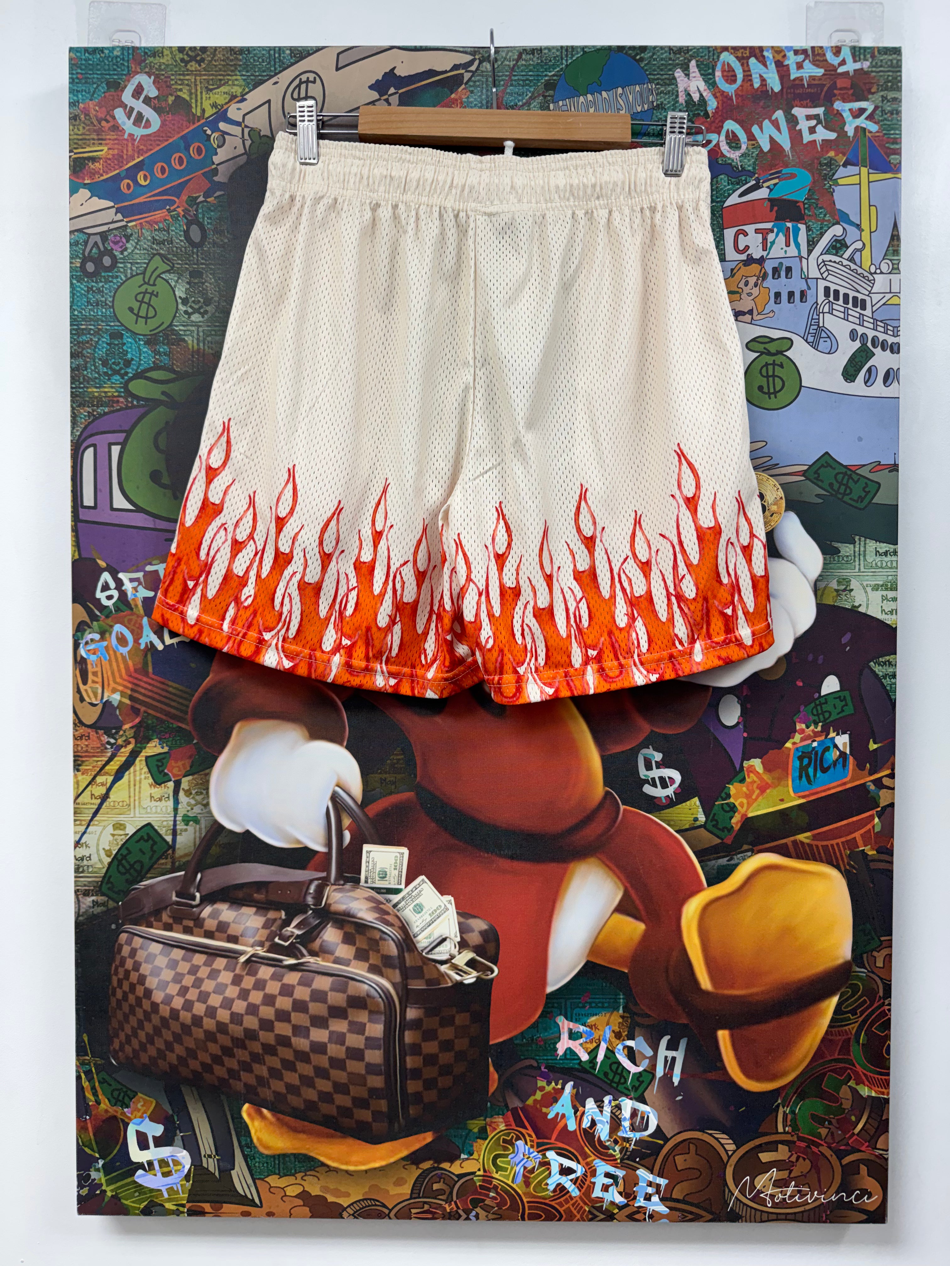 Eric Emanuel Cream Flames Shorts