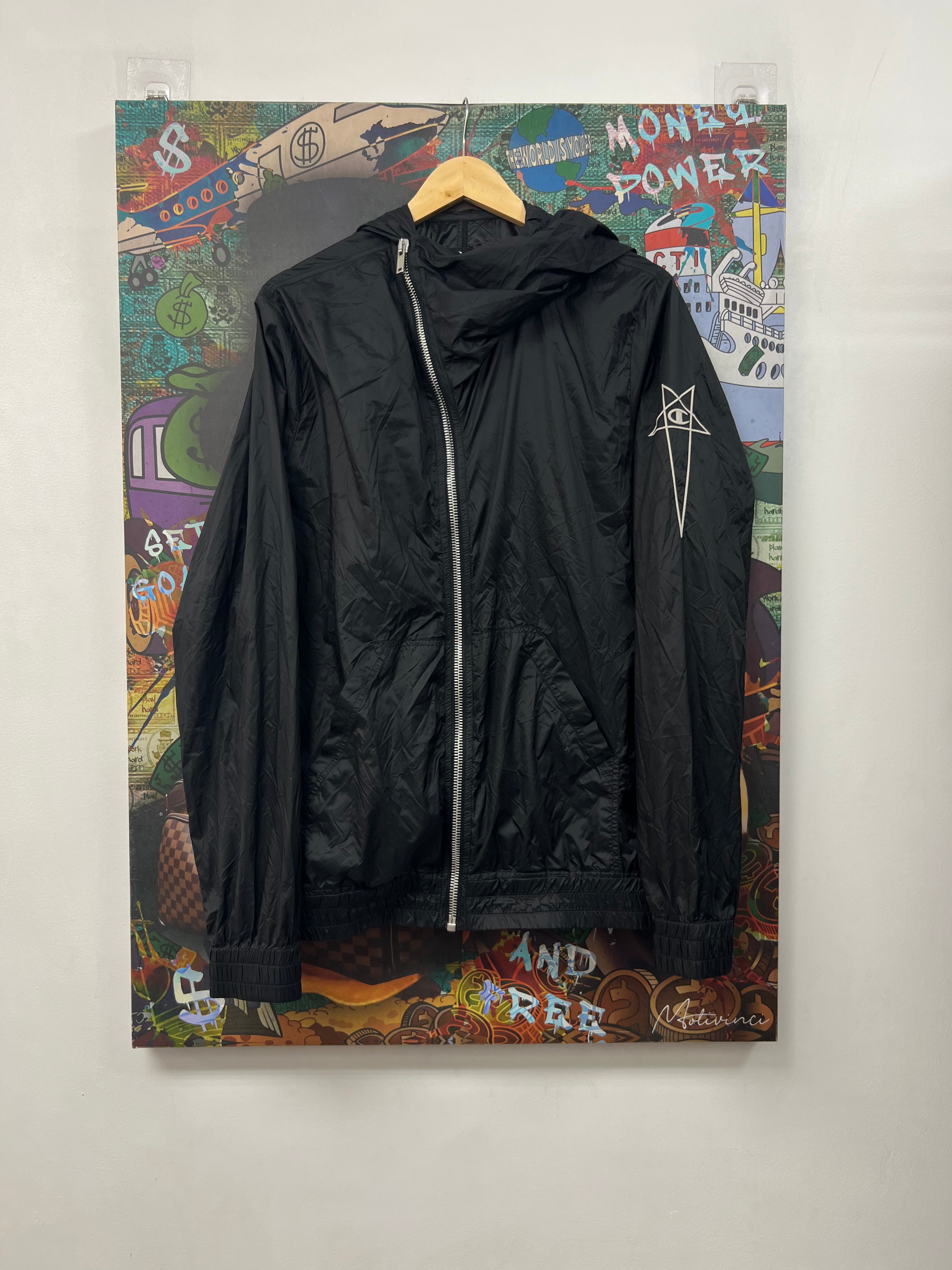 Rick Owens Champion Black Windbreaker Jacket