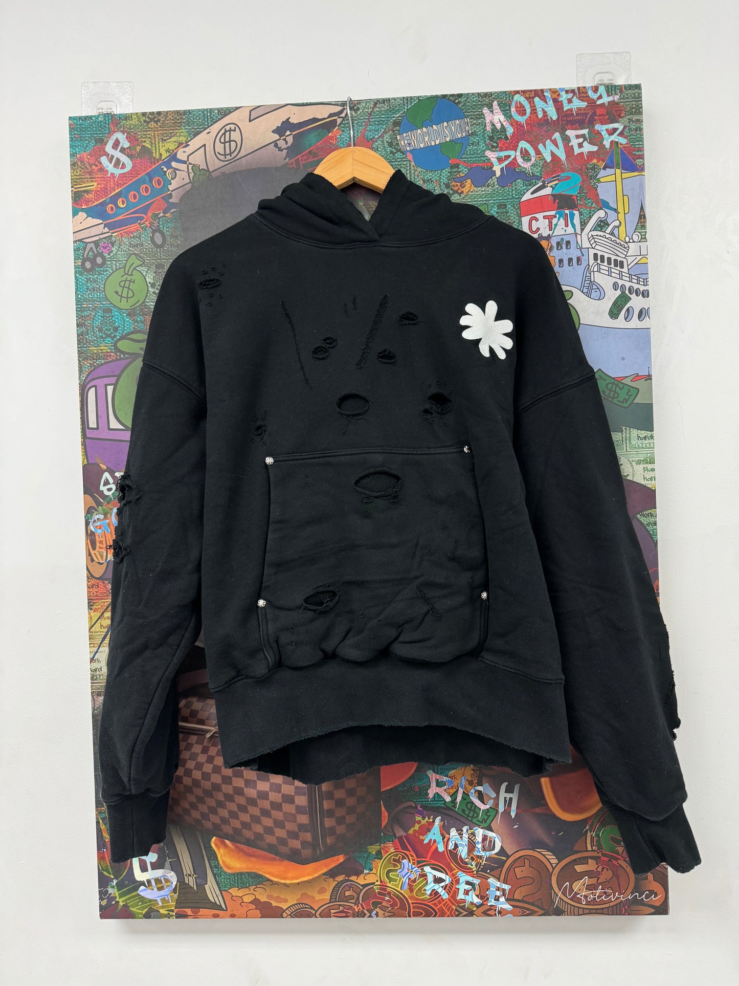 LOSTSHDWS Distressed Hoodie Black Used Medium N/A