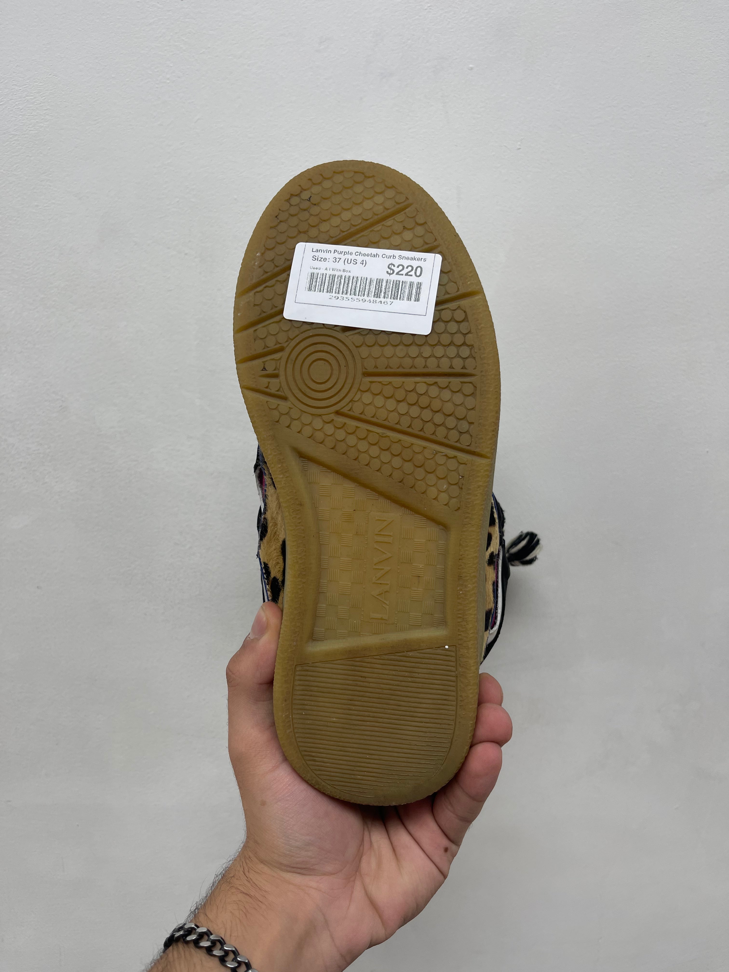 Lanvin Purple Cheetah Curb Sneakers