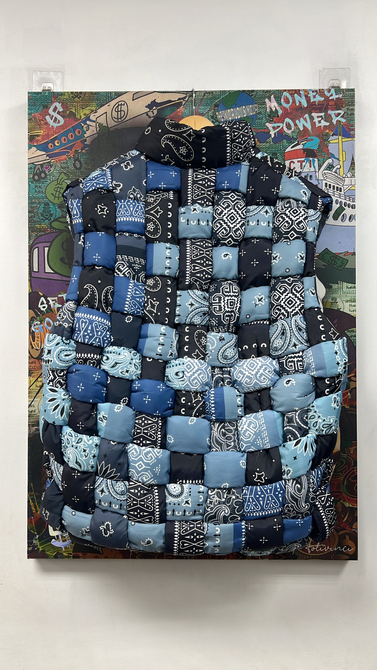 Kapital Blue Paisley Quilted Puffer Vest