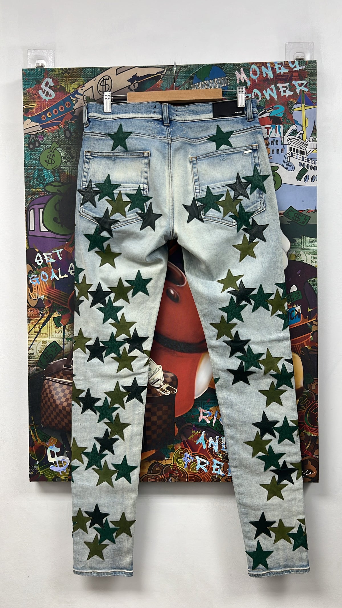 Amiri Light Wash Green Chemist Stars Jeans