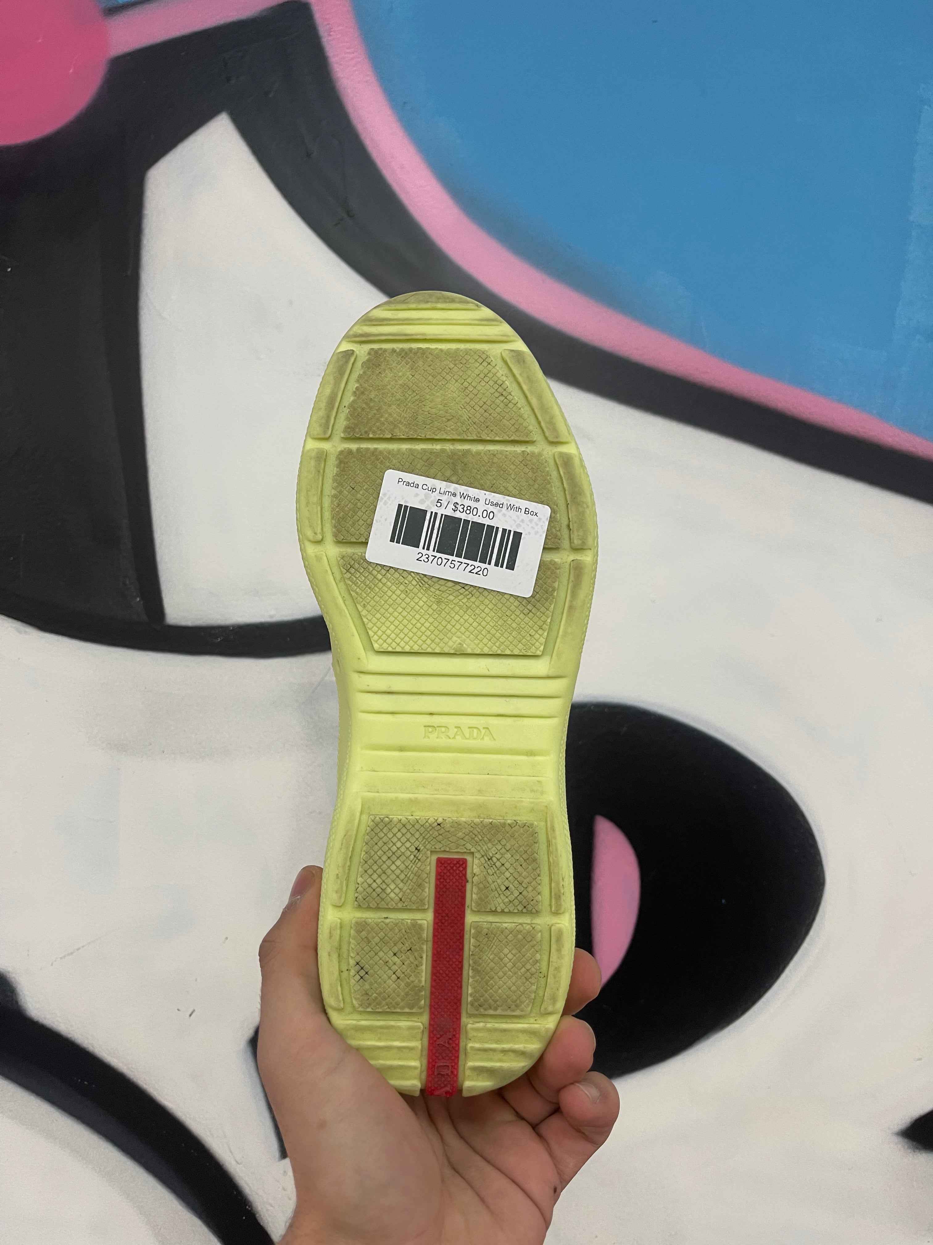 Prada Cup Lime White Used With Box