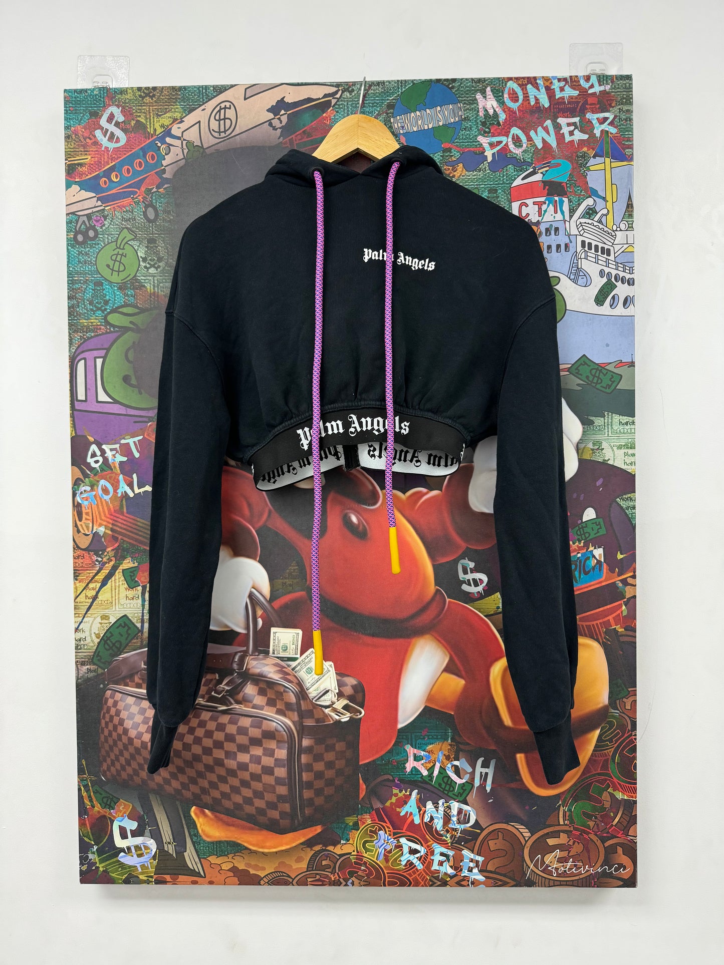 Palm Angels Cropped Hoodie Black Purple Used XS N/A