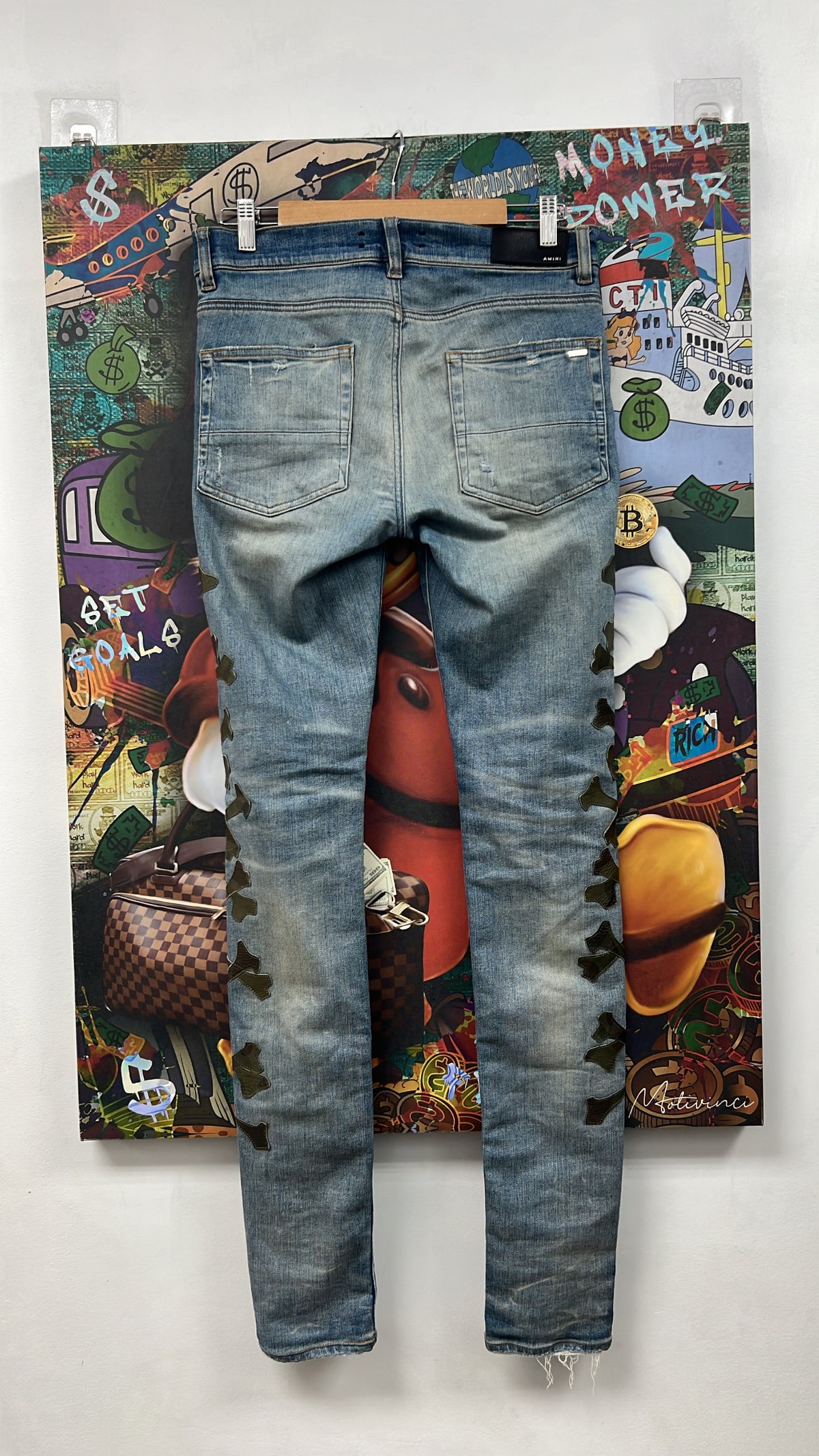 Amiri Light Wash Camo Bones Jeans