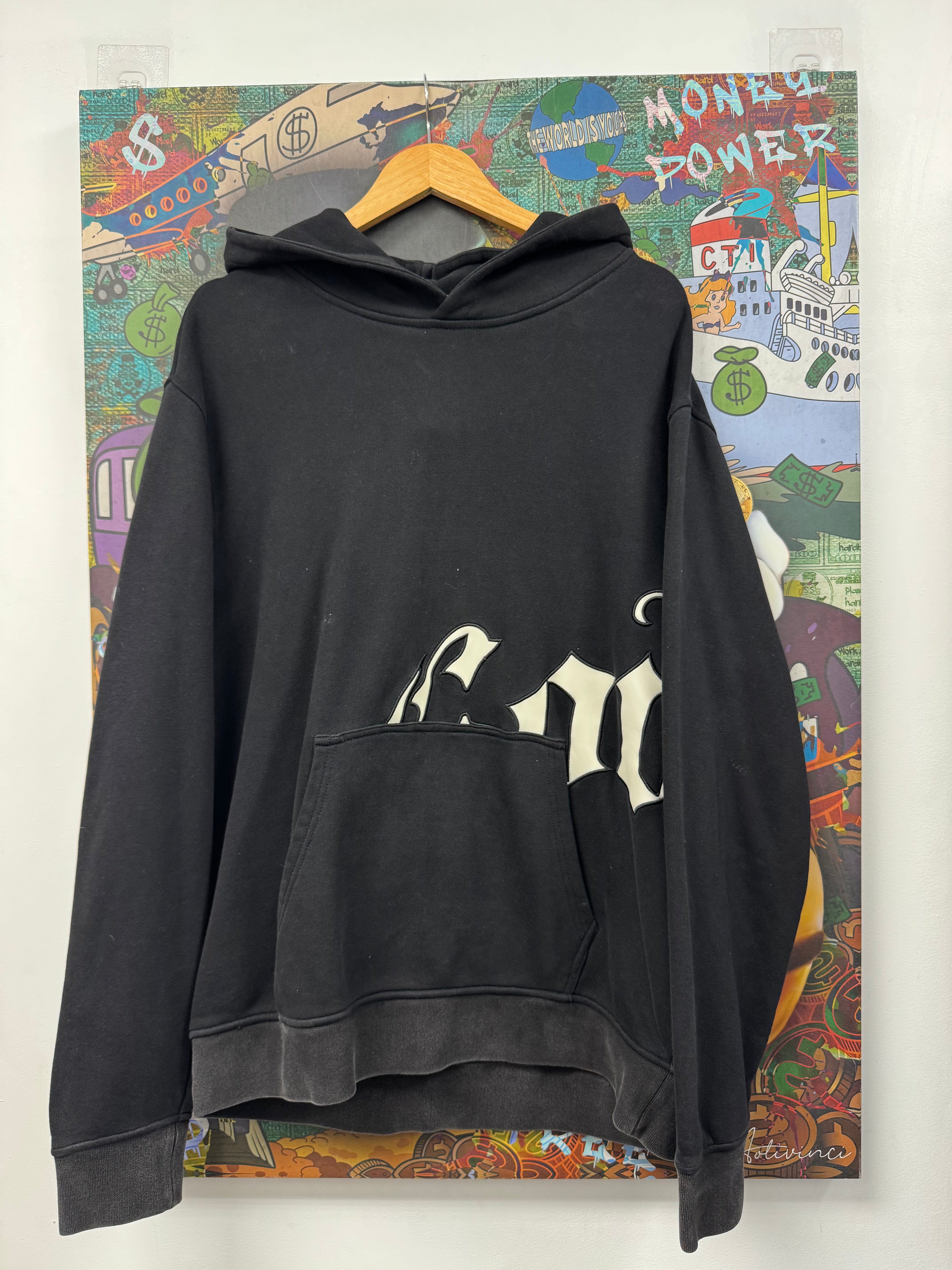 Godspeed Black Wash Cream Leather Patch Og Logo Hoodie