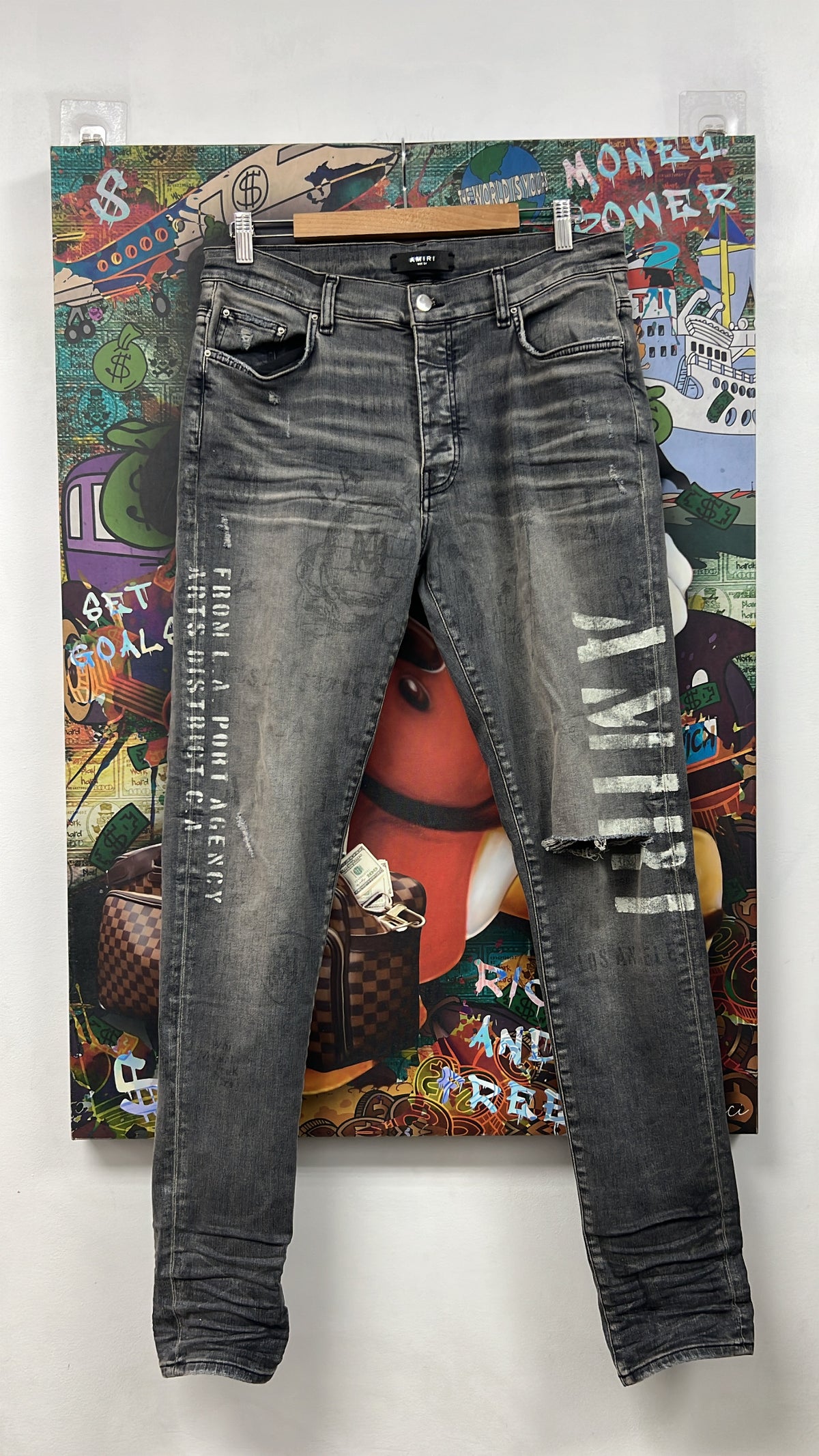 Amiri Grey Stencil Jeans