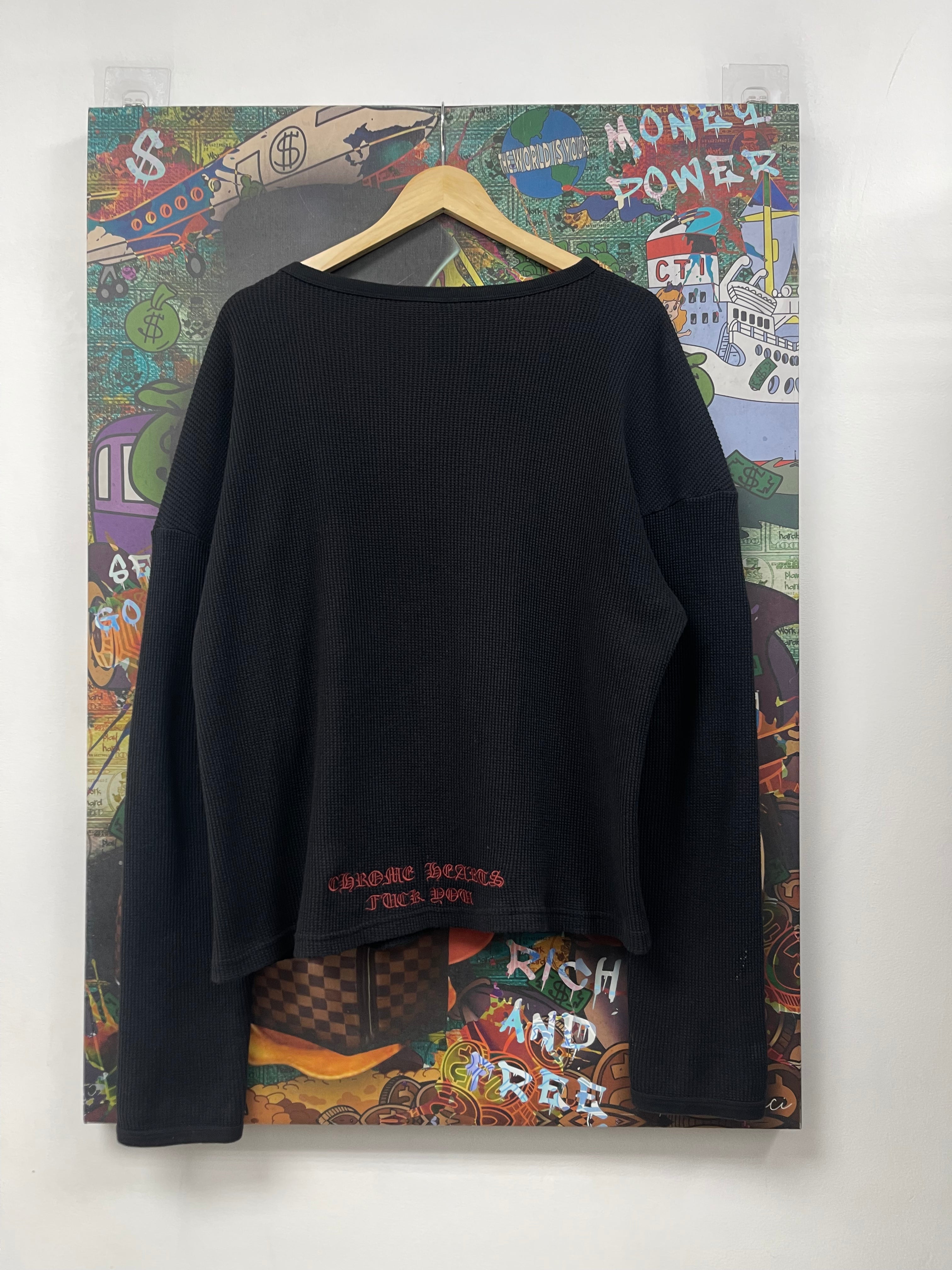 Chrome Hearts Black Red Vintage Dagger Thermal Long Sleeve