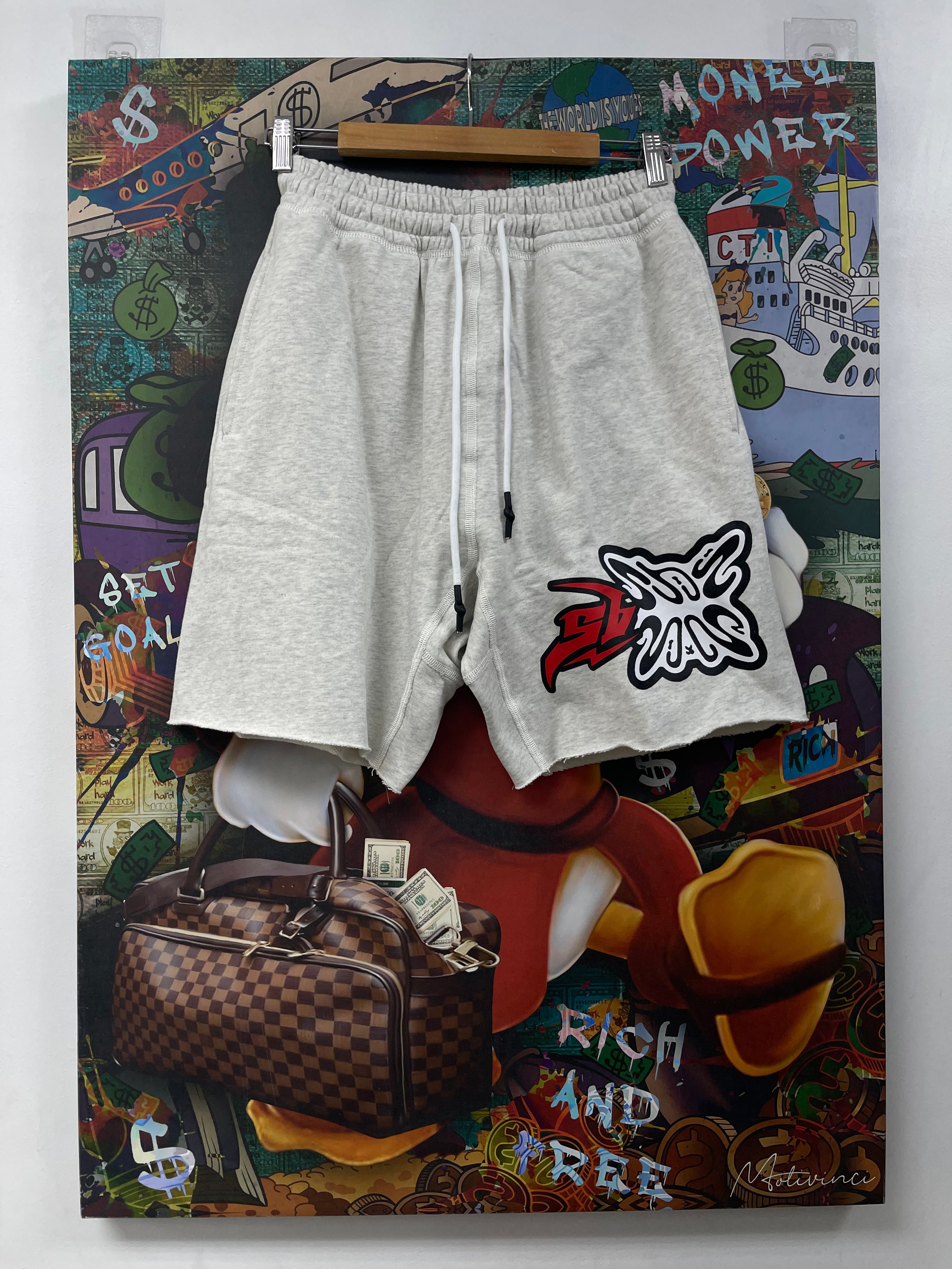 SB Studios Grey Red Sweat Shorts