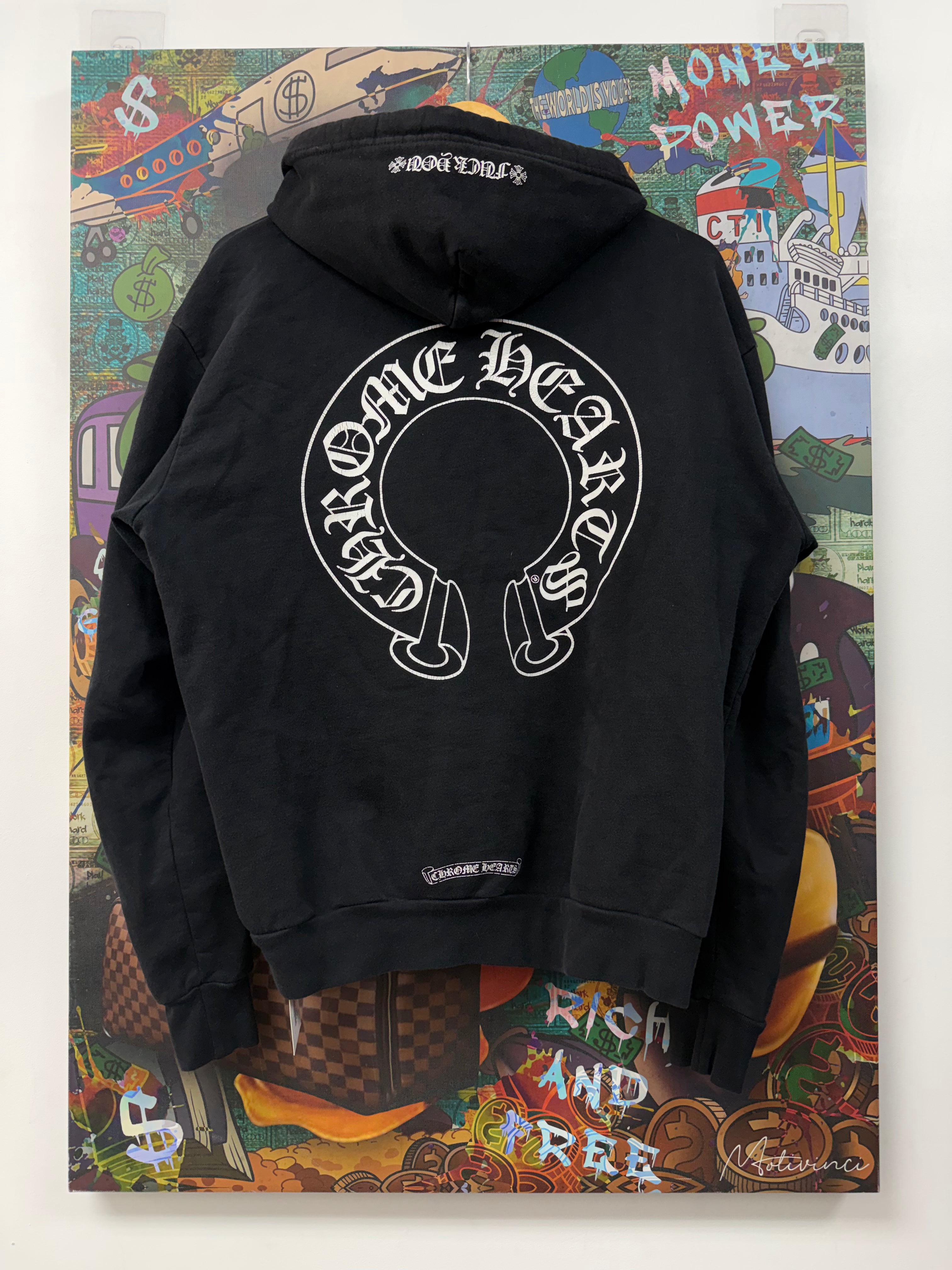 Chrome Hearts Black Floral Horseshoe Hoodie