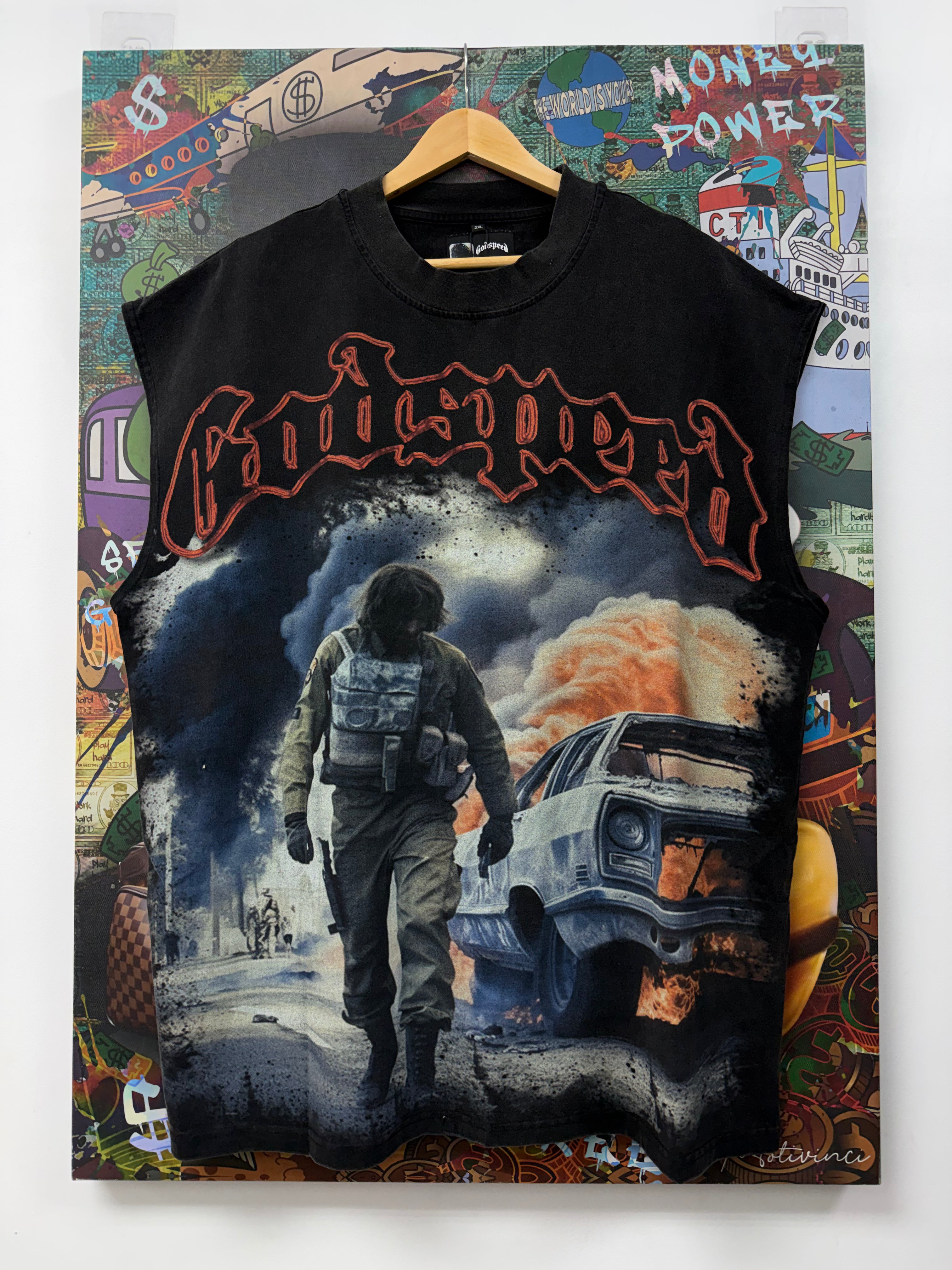 Godspeed Grey Washed Chaos Sleeveless Tee