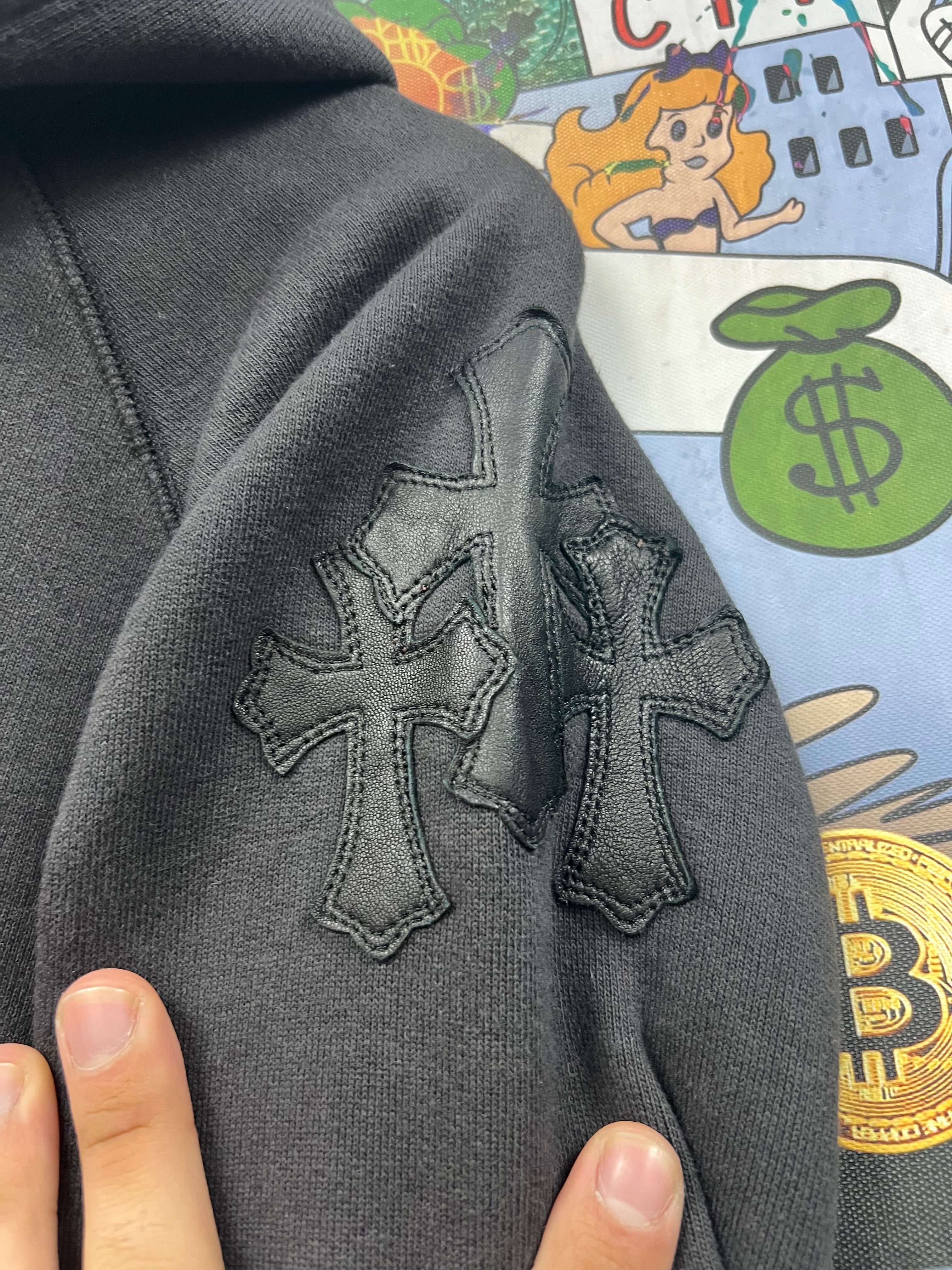 Chrome Hearts Black Paper Jam Cross Patch Hoodie