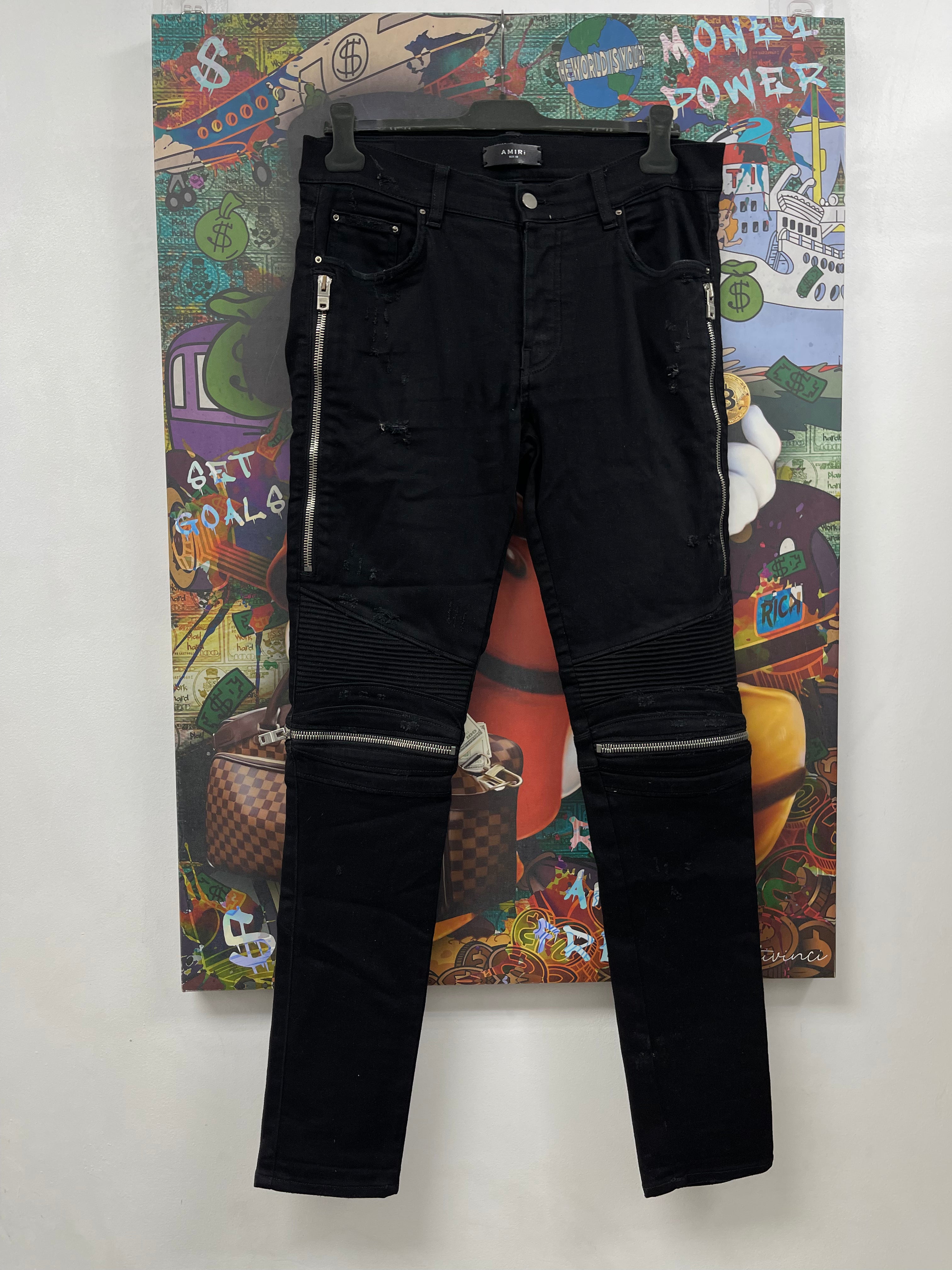 Amiri MX2 Black Wash Black Patch Jeans