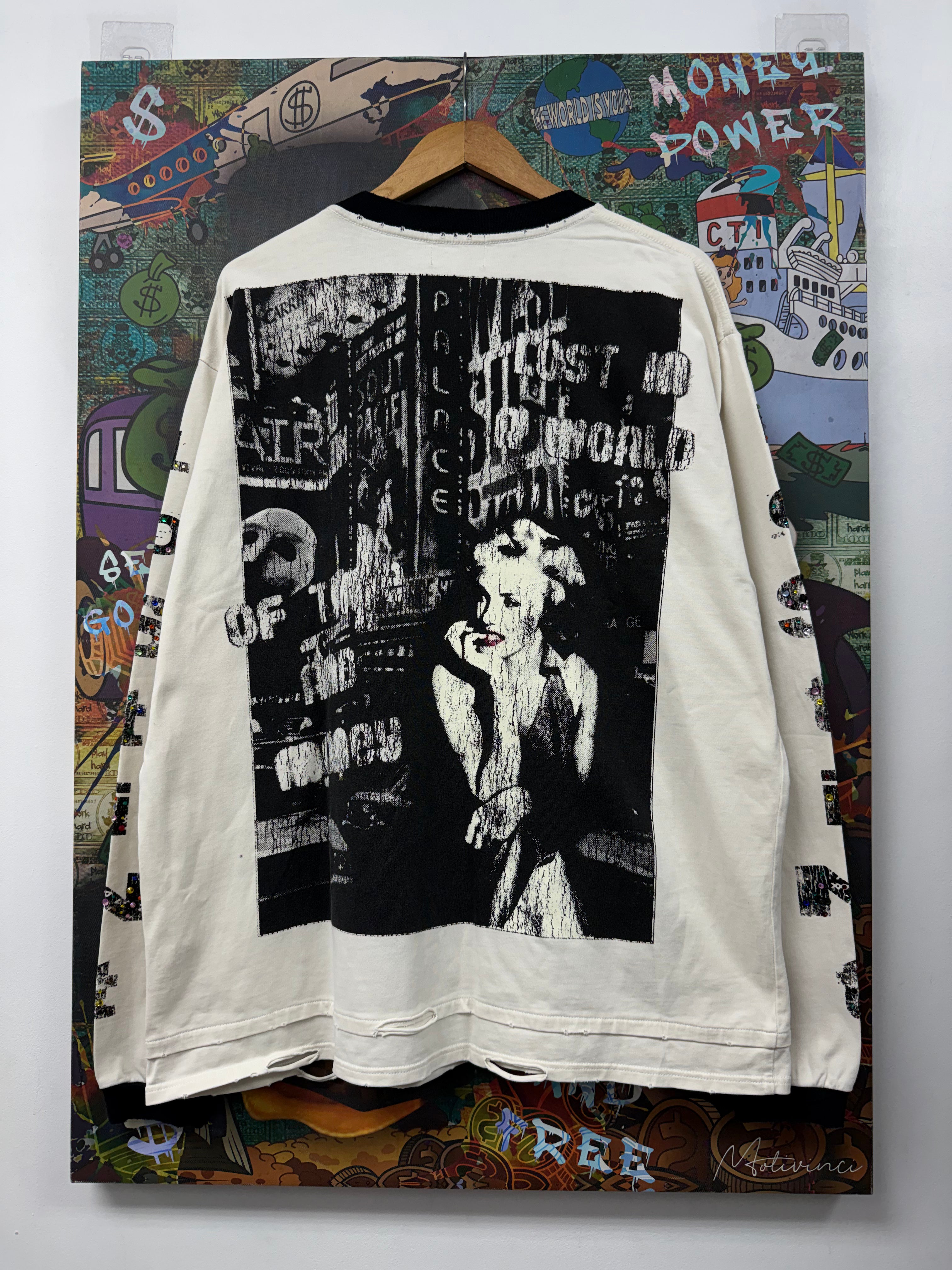 Lost Intricacy White Rhinestone Kiss LS Tee