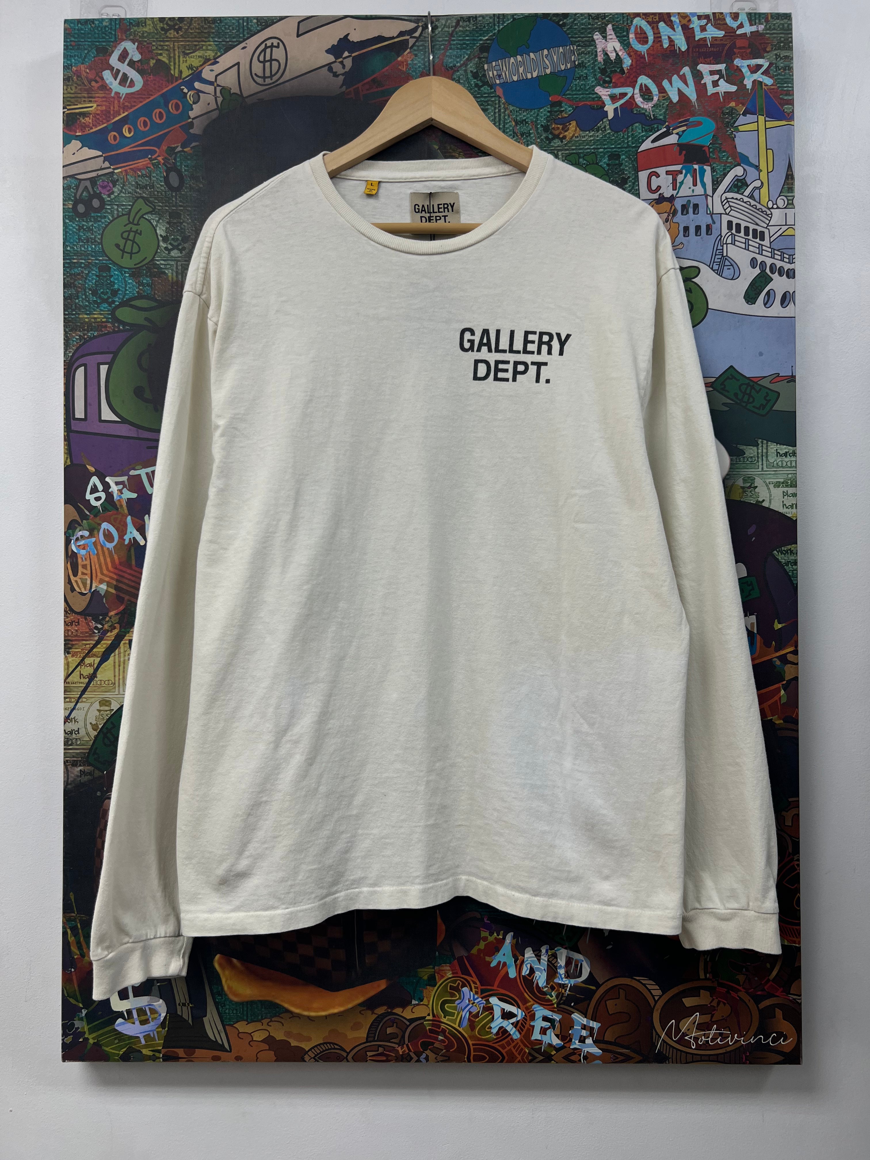 Gallery Dept Cream Black Logo Long Sleeve