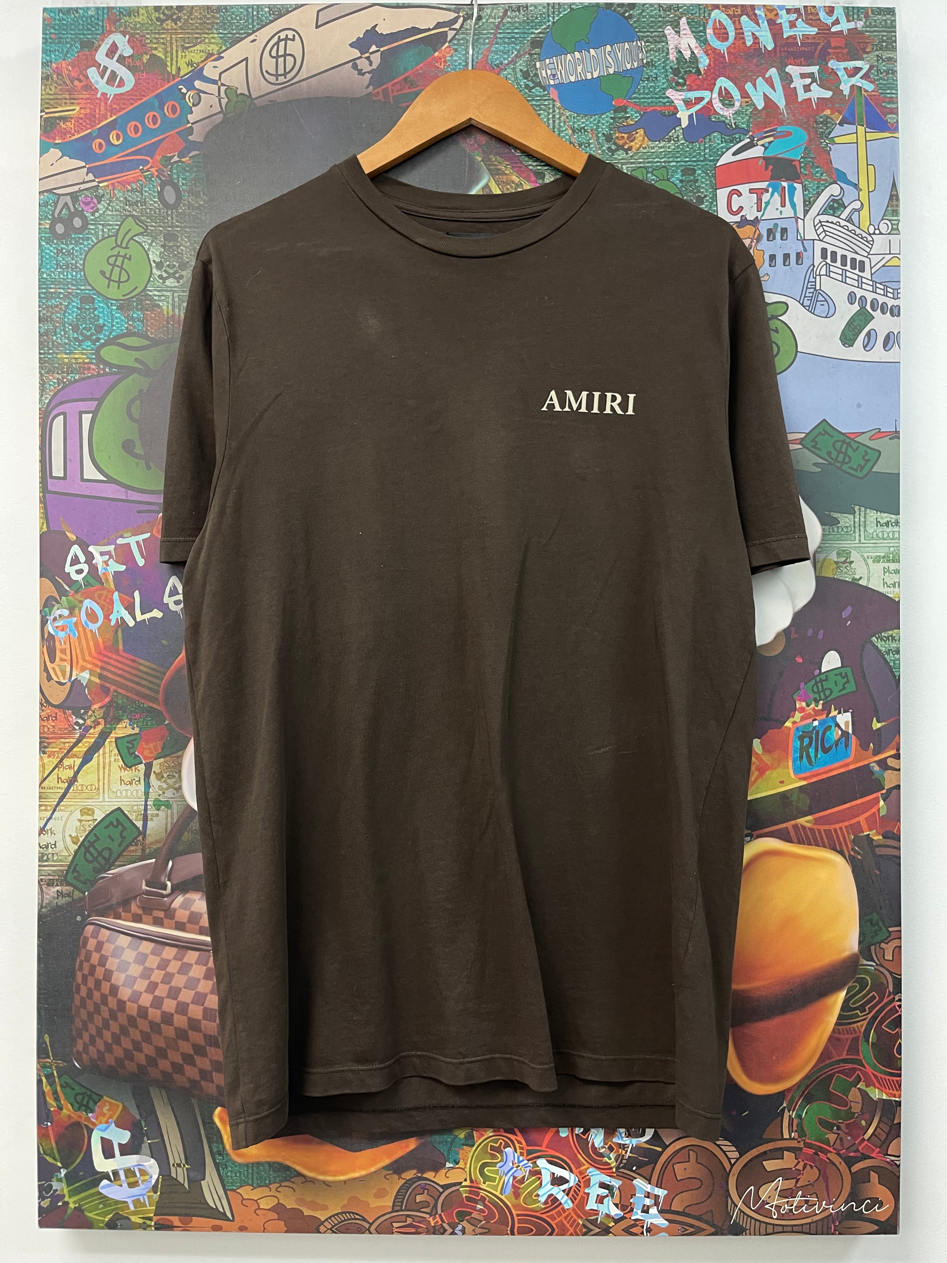 Amiri Brown Cream Core Logo Tee