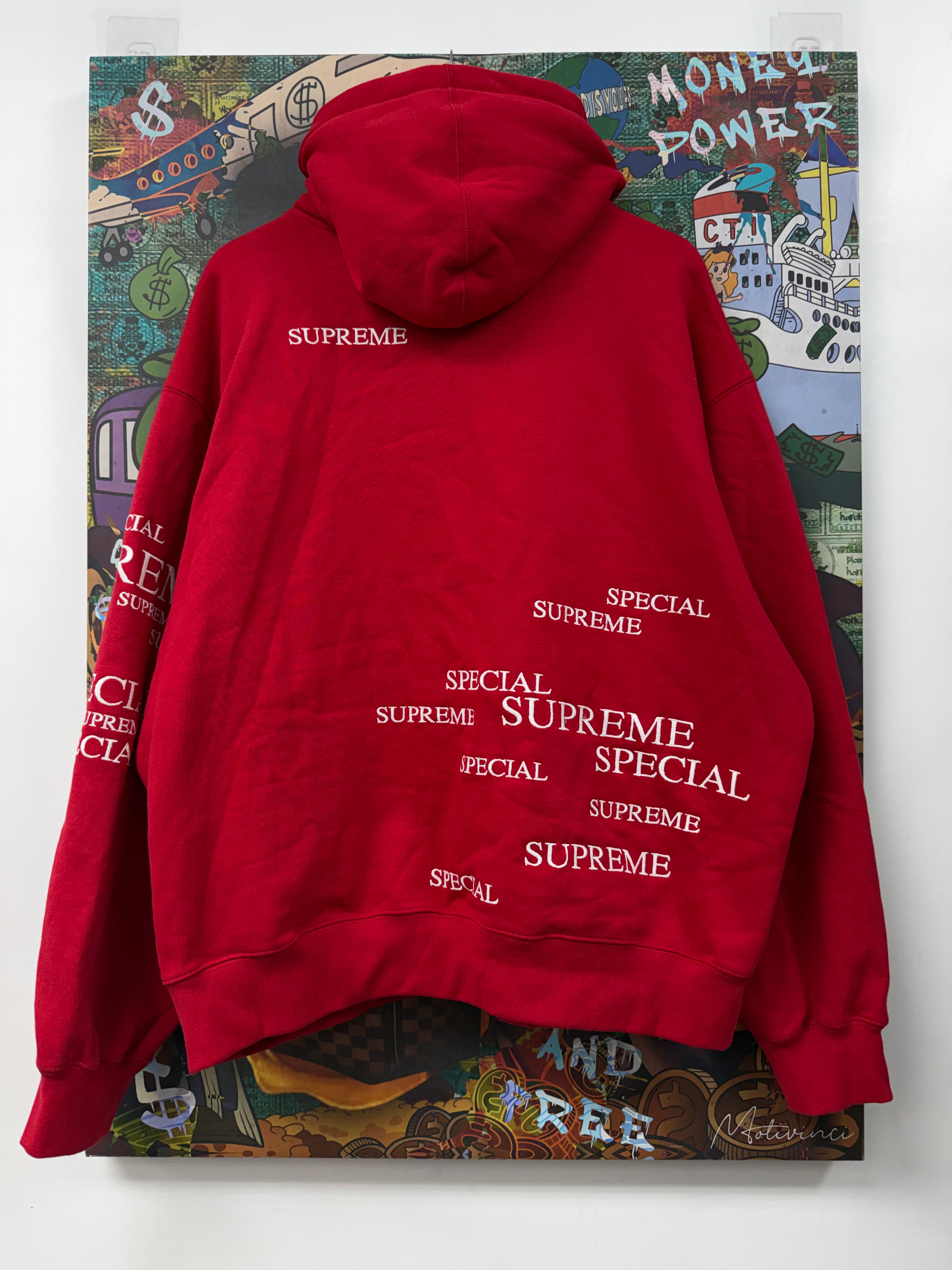 Supreme Red White Special Zip Up Hoodie