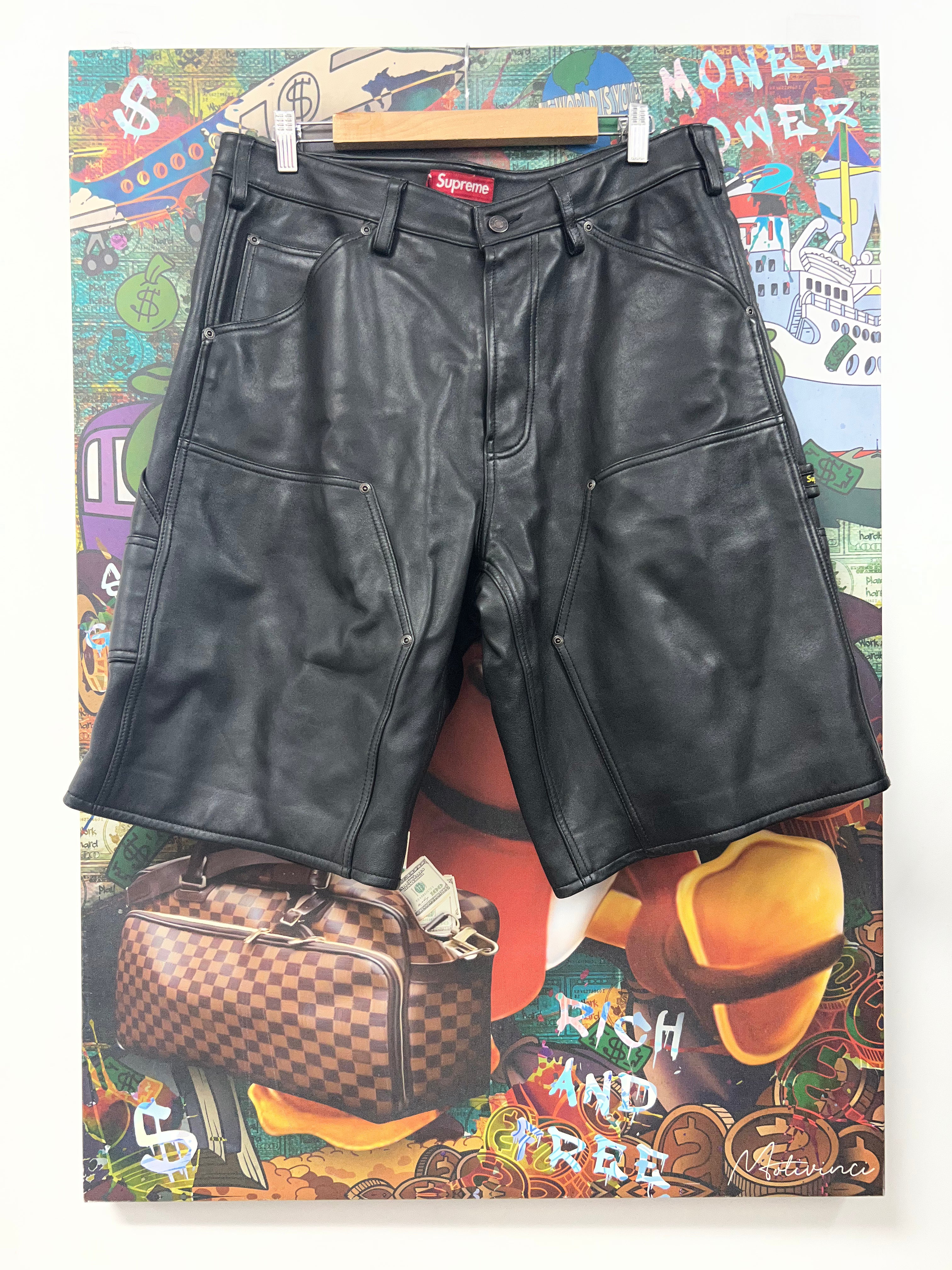 Supreme Black Leather Carpenter Shorts