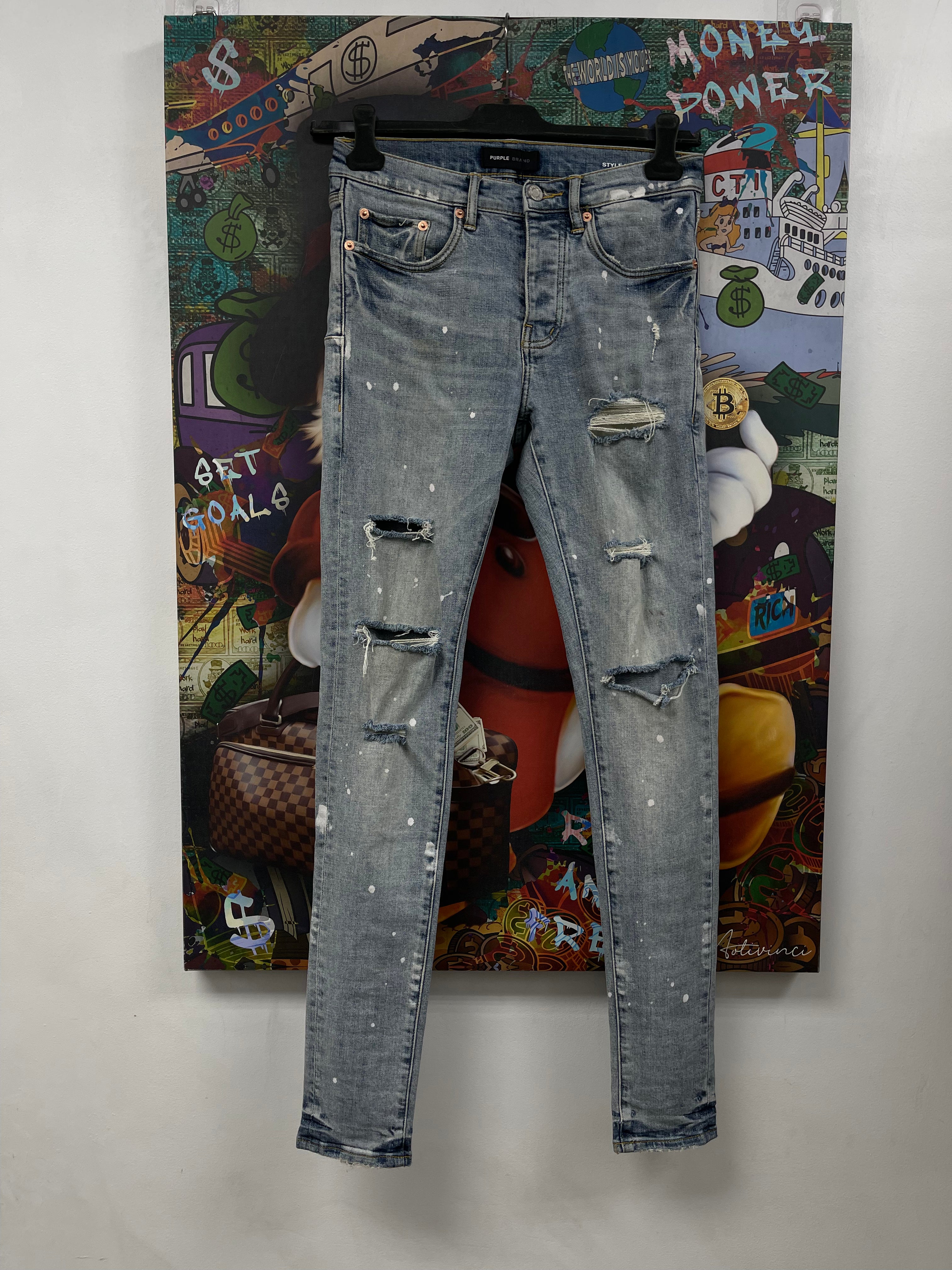 Purple Brand Light Wash Splatter Jeans