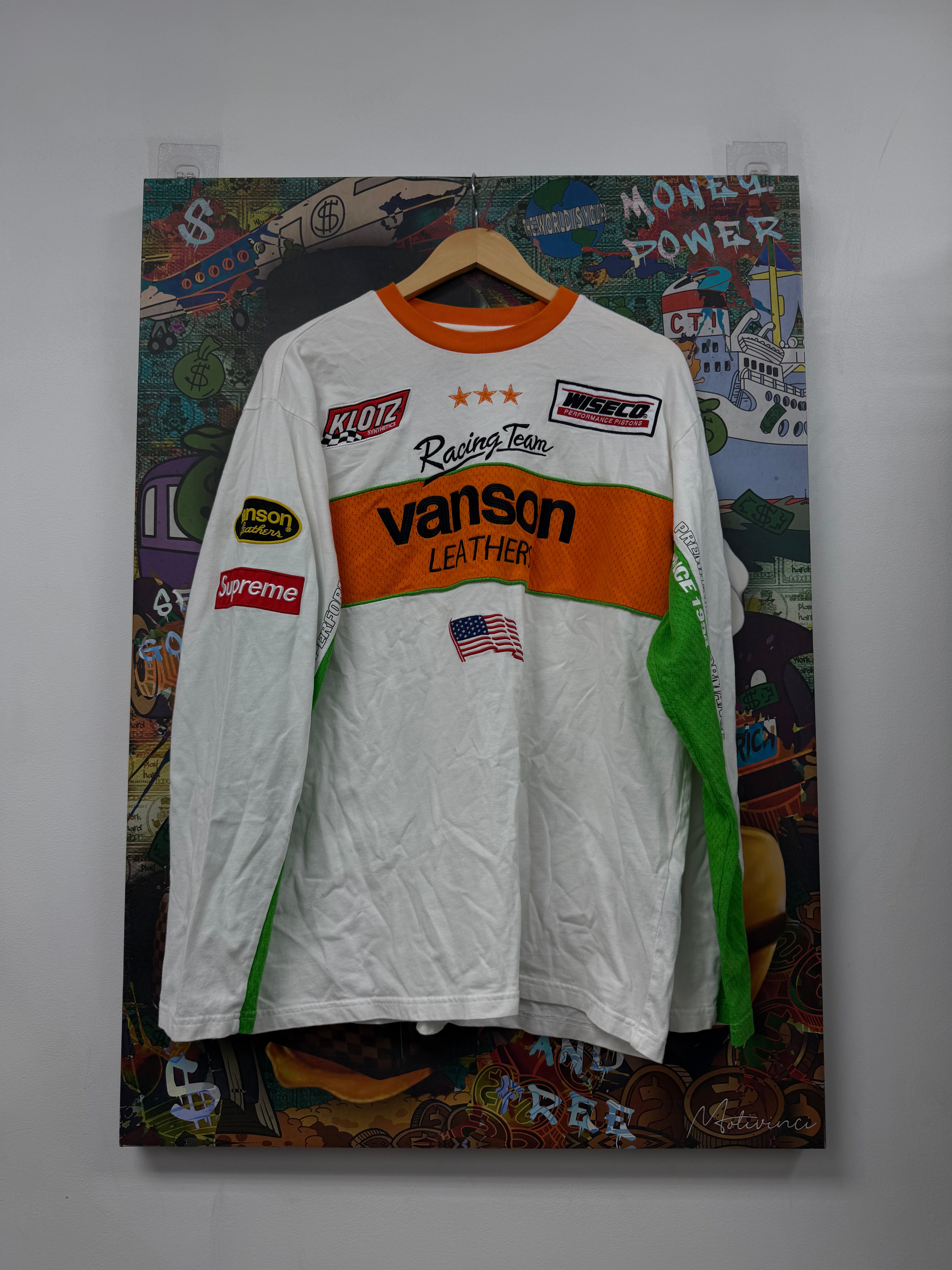 Supreme Vanson Leather White Long Sleeve