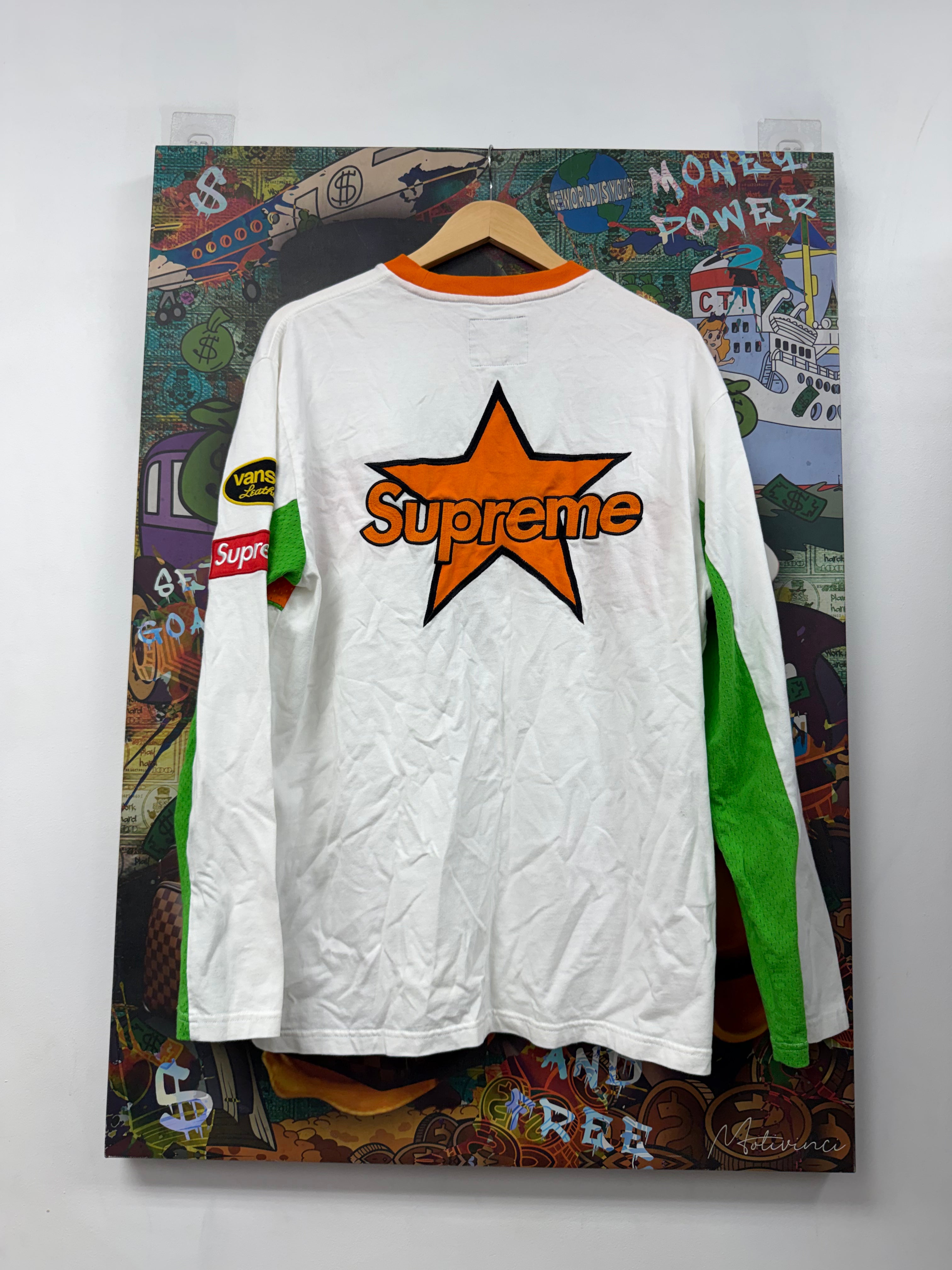 Supreme Vanson Leather White Long Sleeve