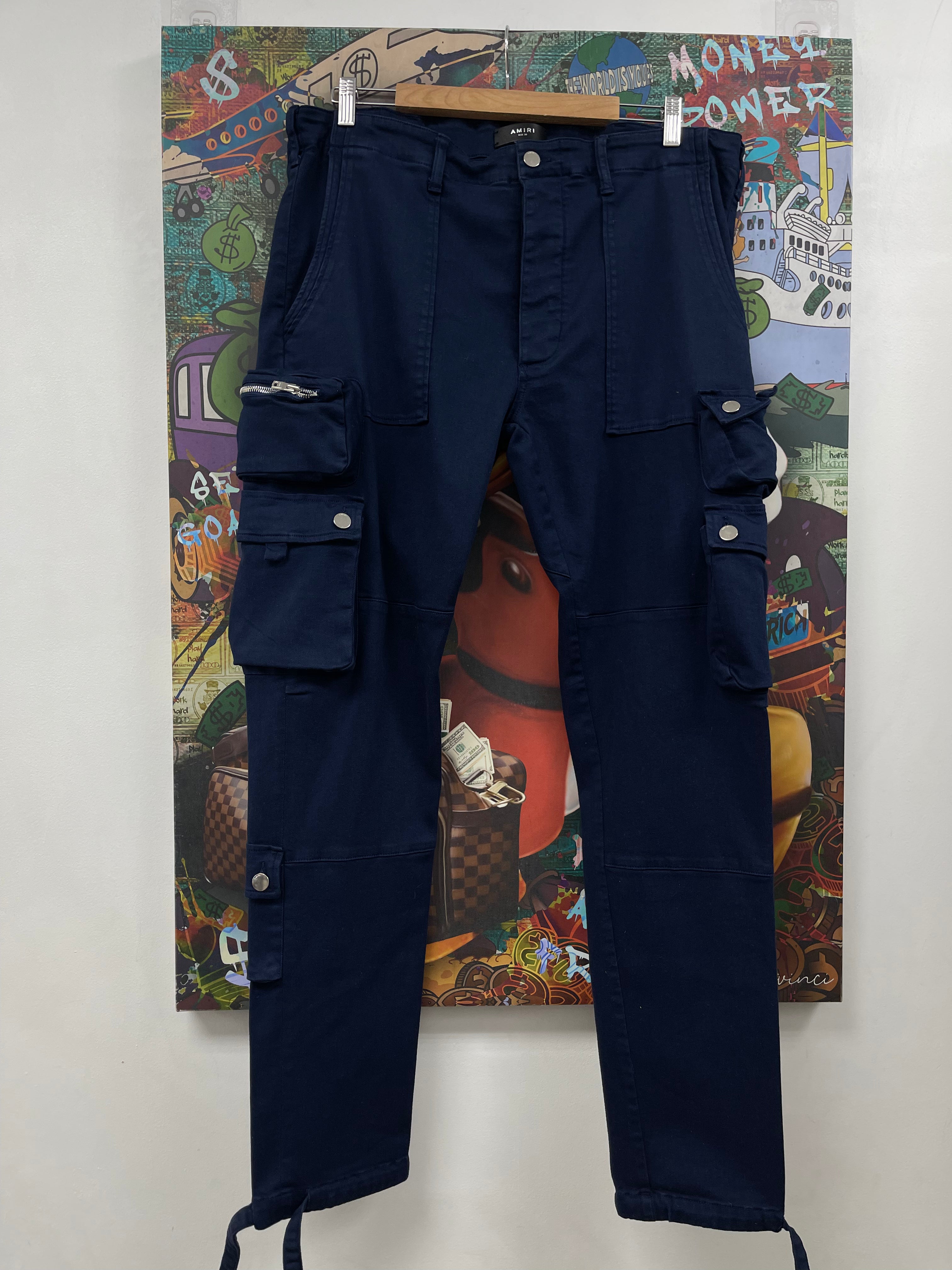 Amiri Navy Denim Cargo Pants