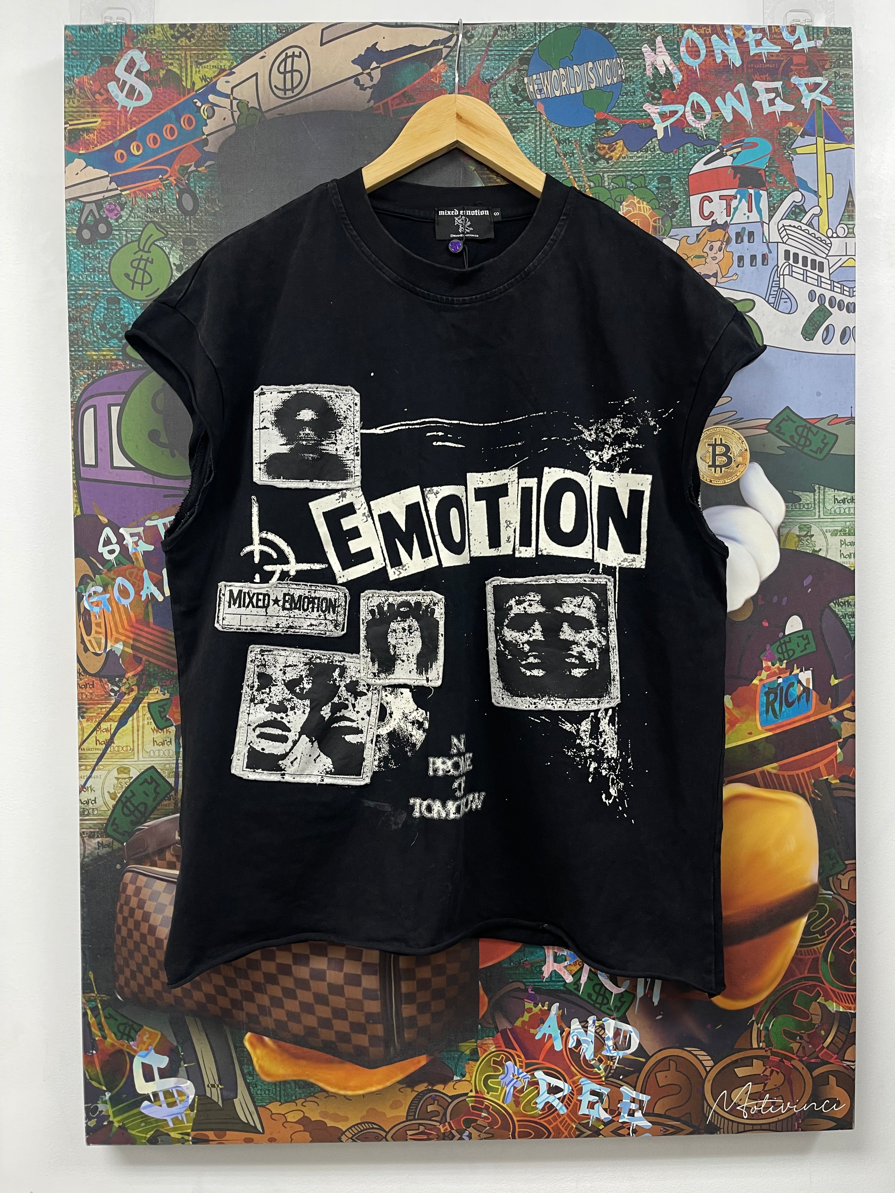 Mixed Emotions Newspaper Sleeveless Tee