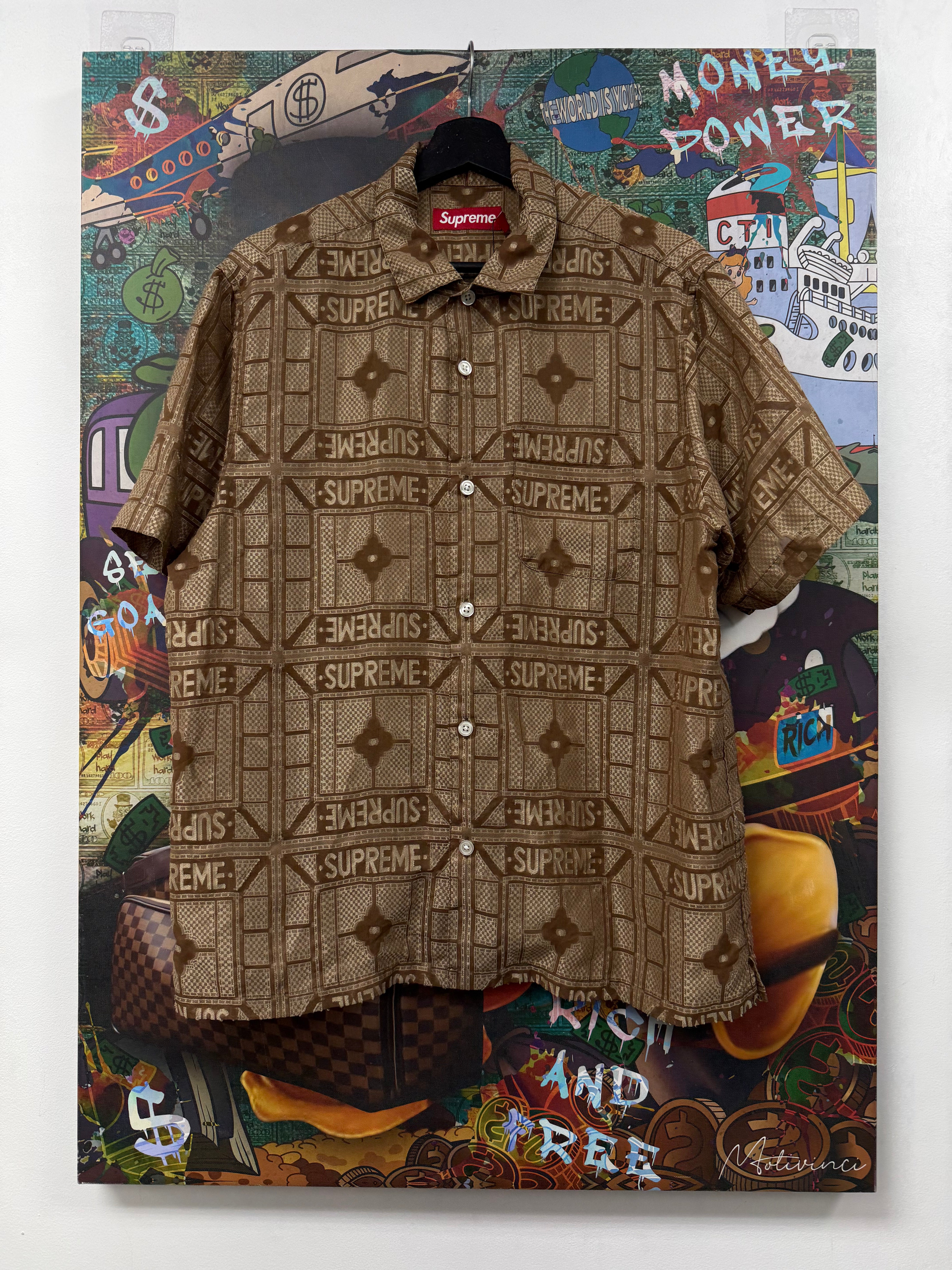 Supreme Brown Tray Jacquad Button Up
