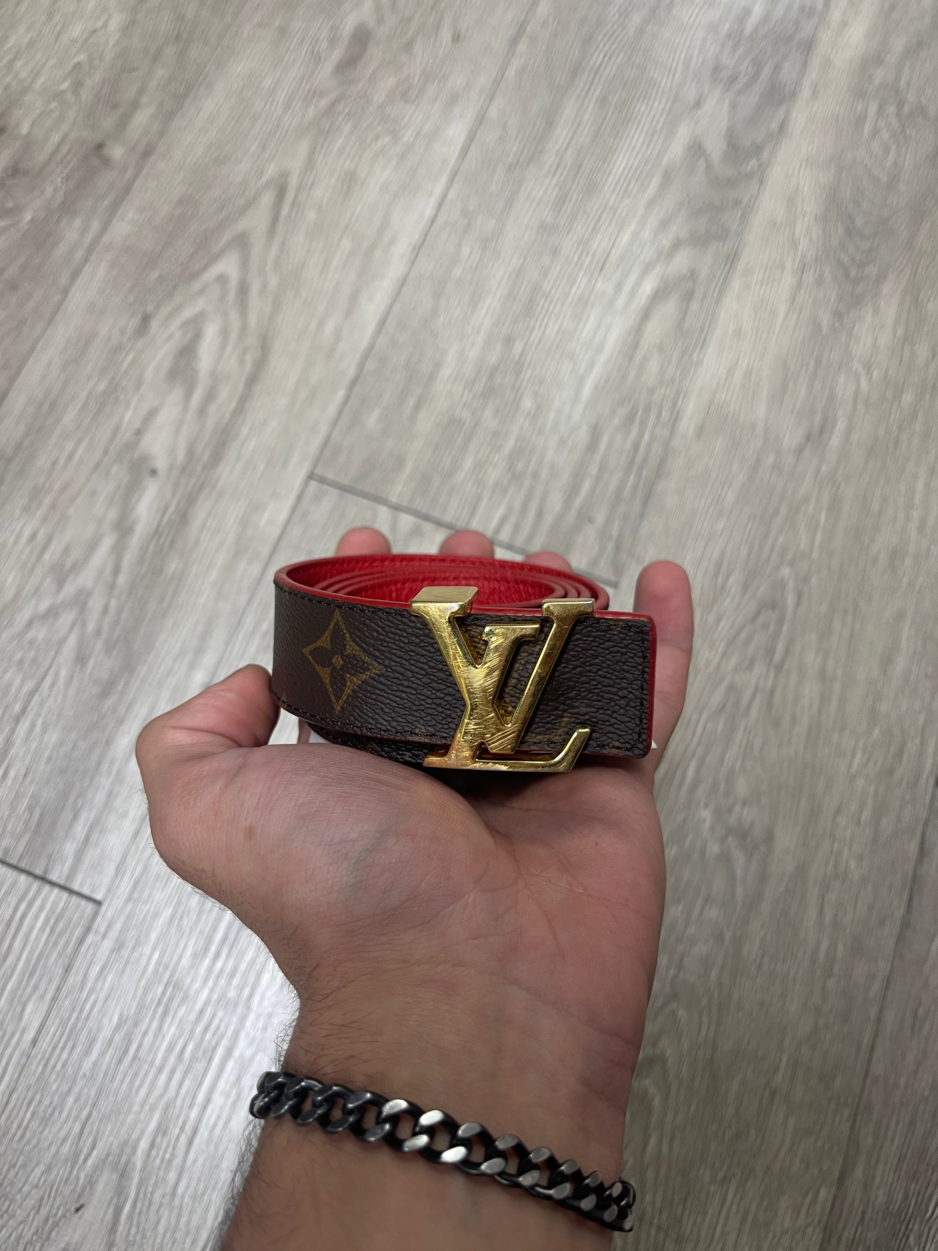 Louis Vuitton Brown Monogram Red Guts (80-32) Belt