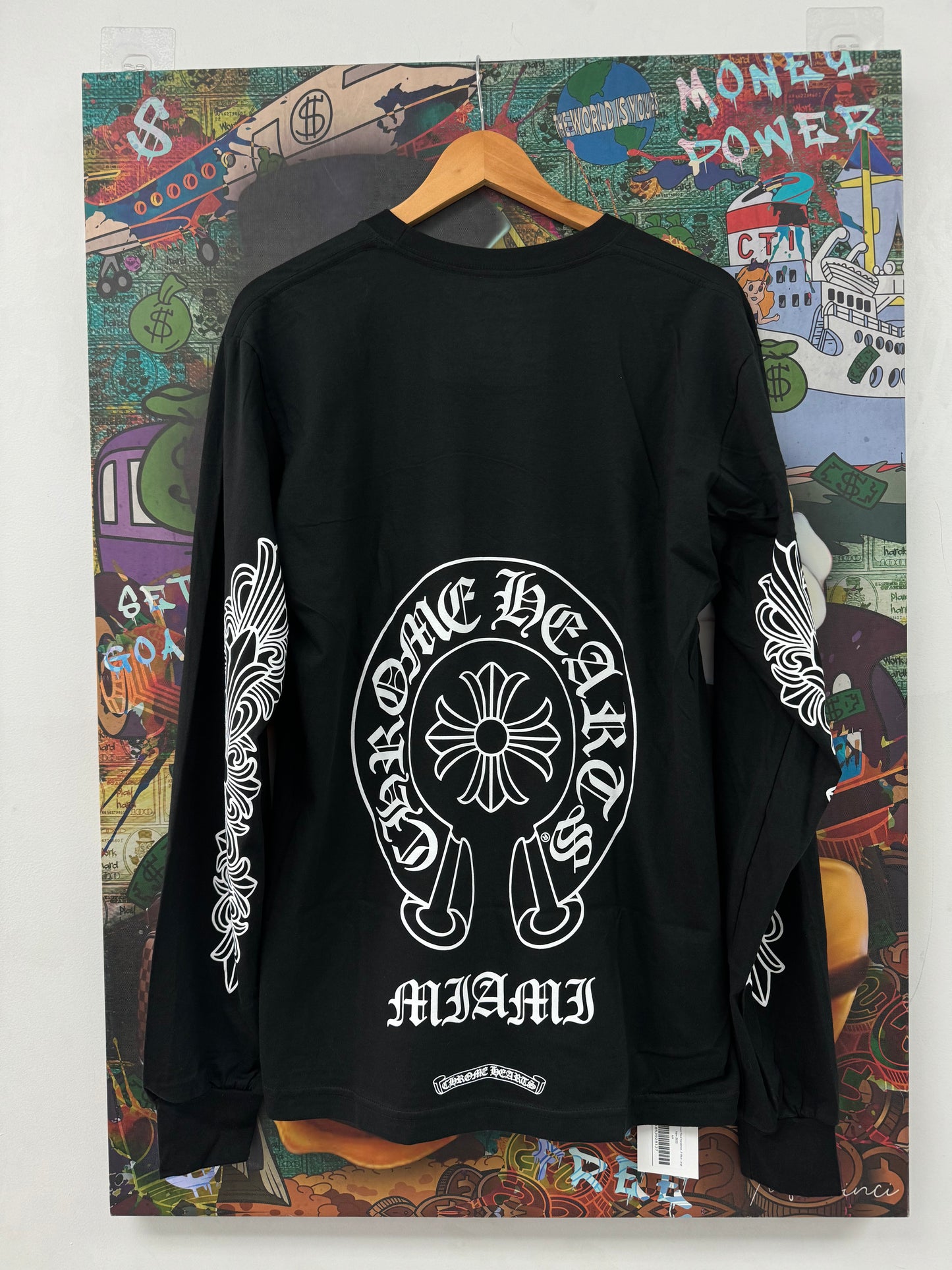 Chrome Hearts Miami Floral Horseshoe LS Black New XL N/A