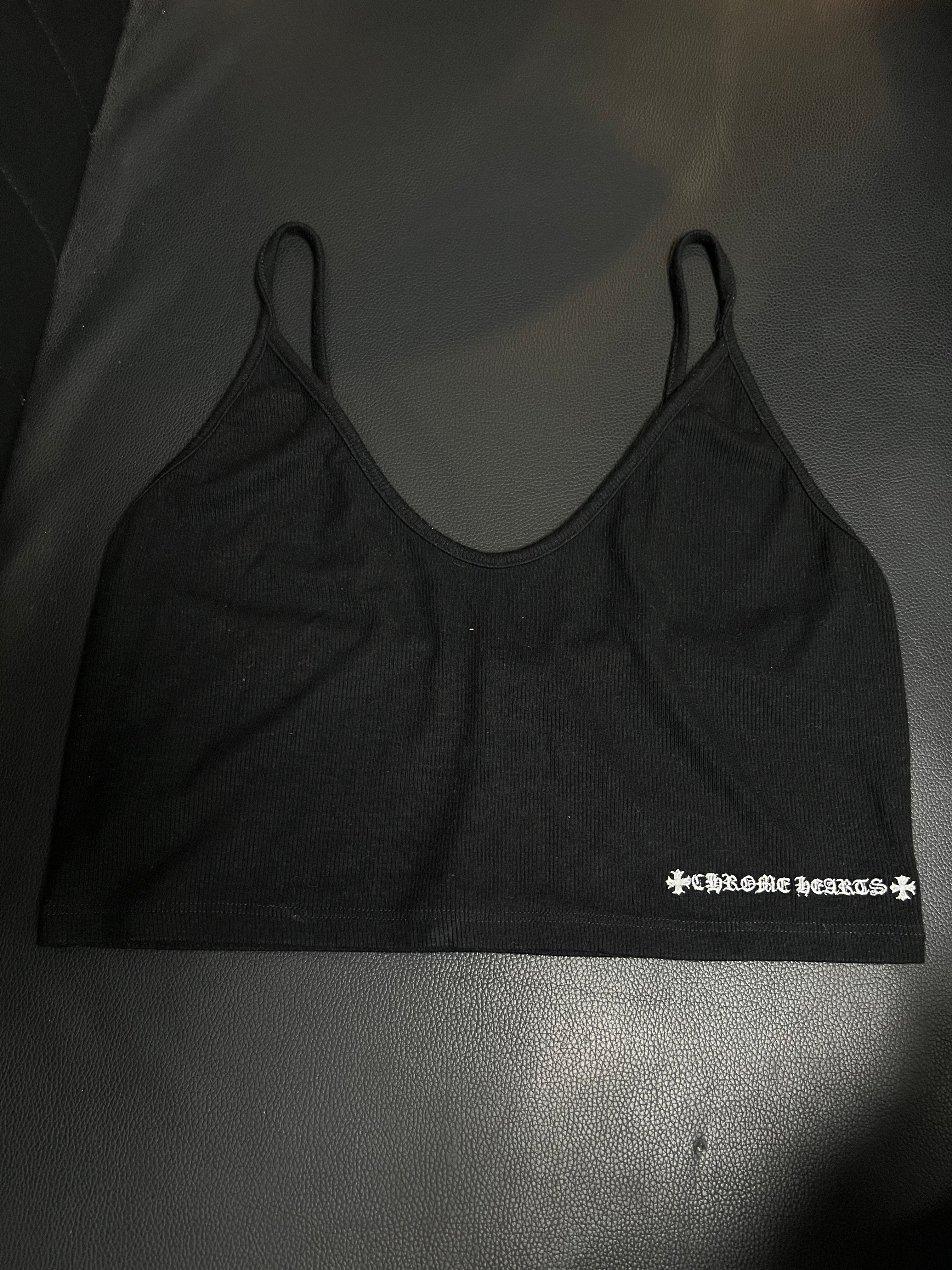 Chrome Hearts Black White Embroidered Ribbed Tank