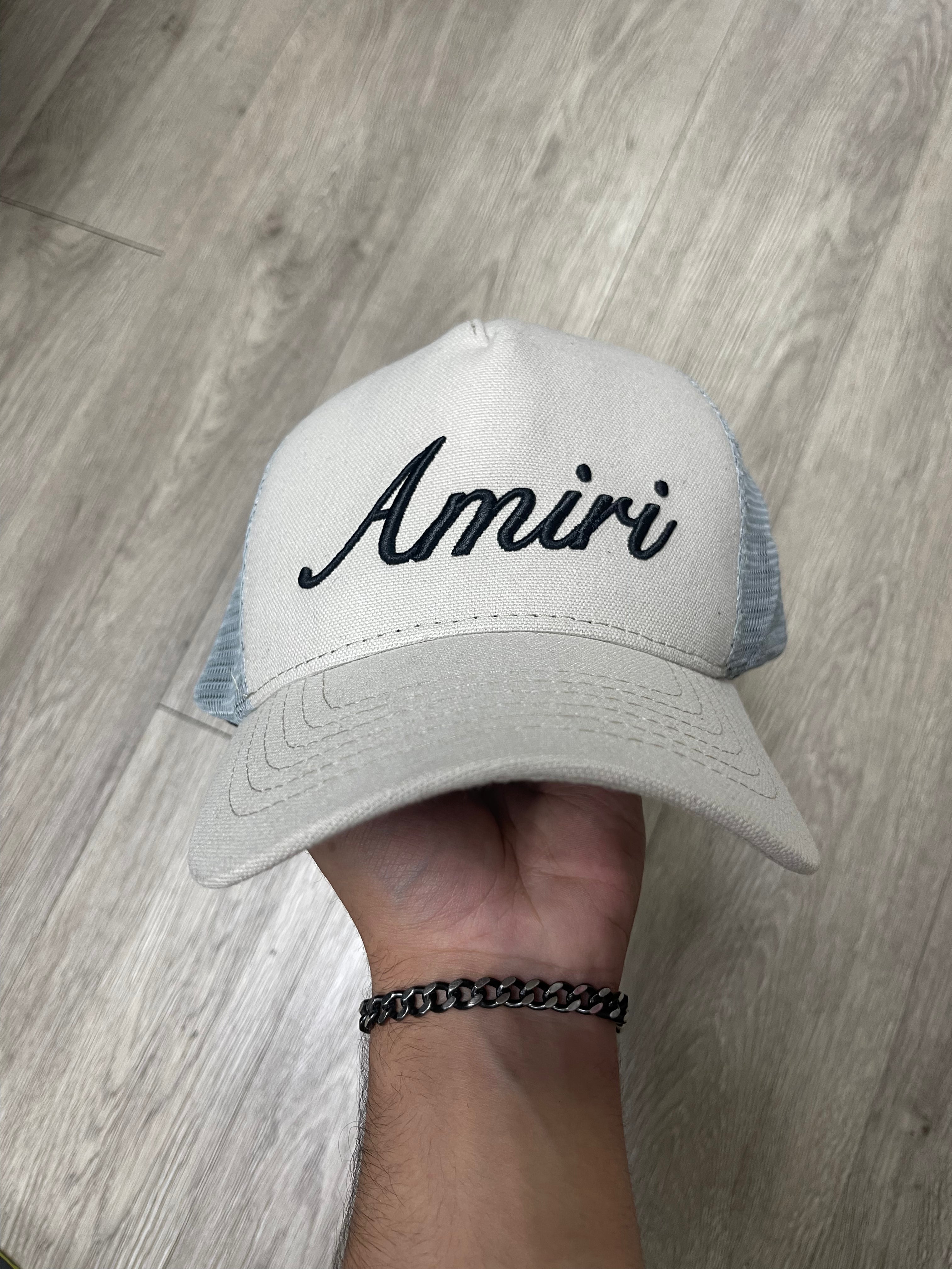 Amiri Grey Blue Script Hat
