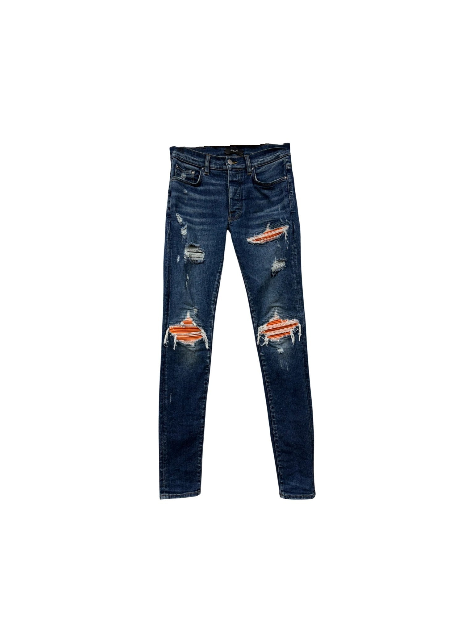Amiri "Mx1" Patch Dark Wash & Orange Jeans