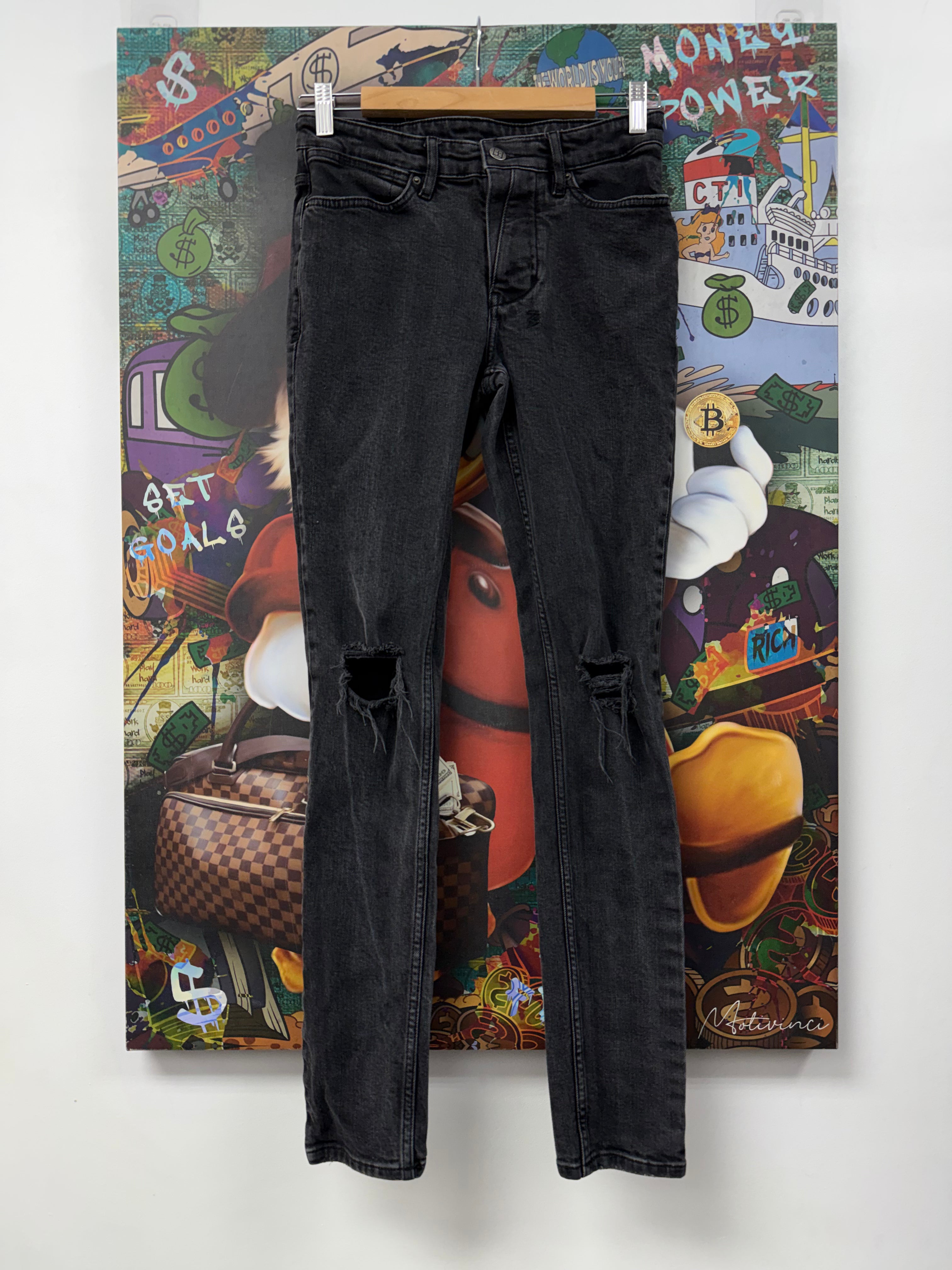 Ksubi Black Knee Rip Jeans