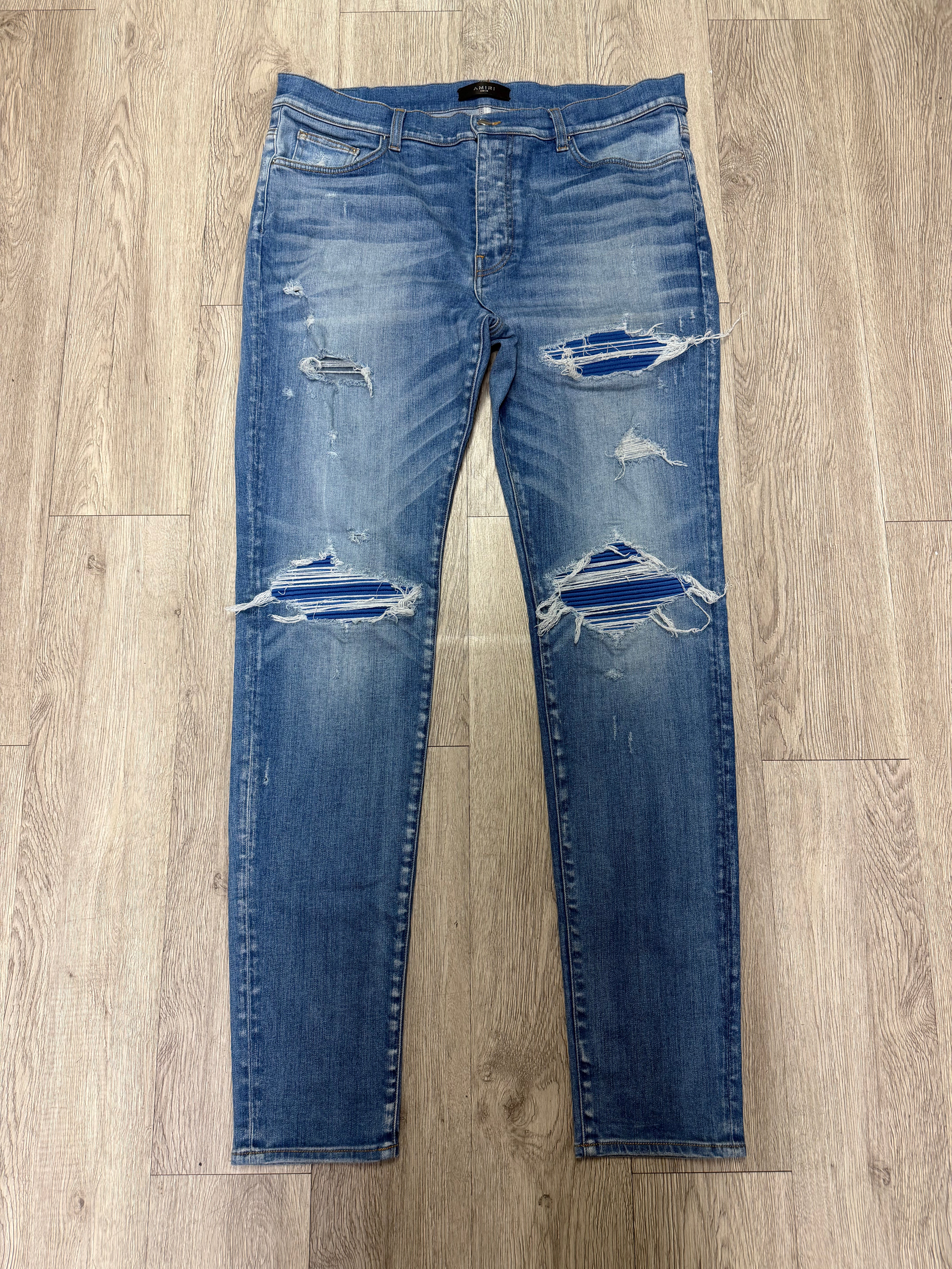 Amiri MX1 Light Wash Blue Ultra Suede Jeans