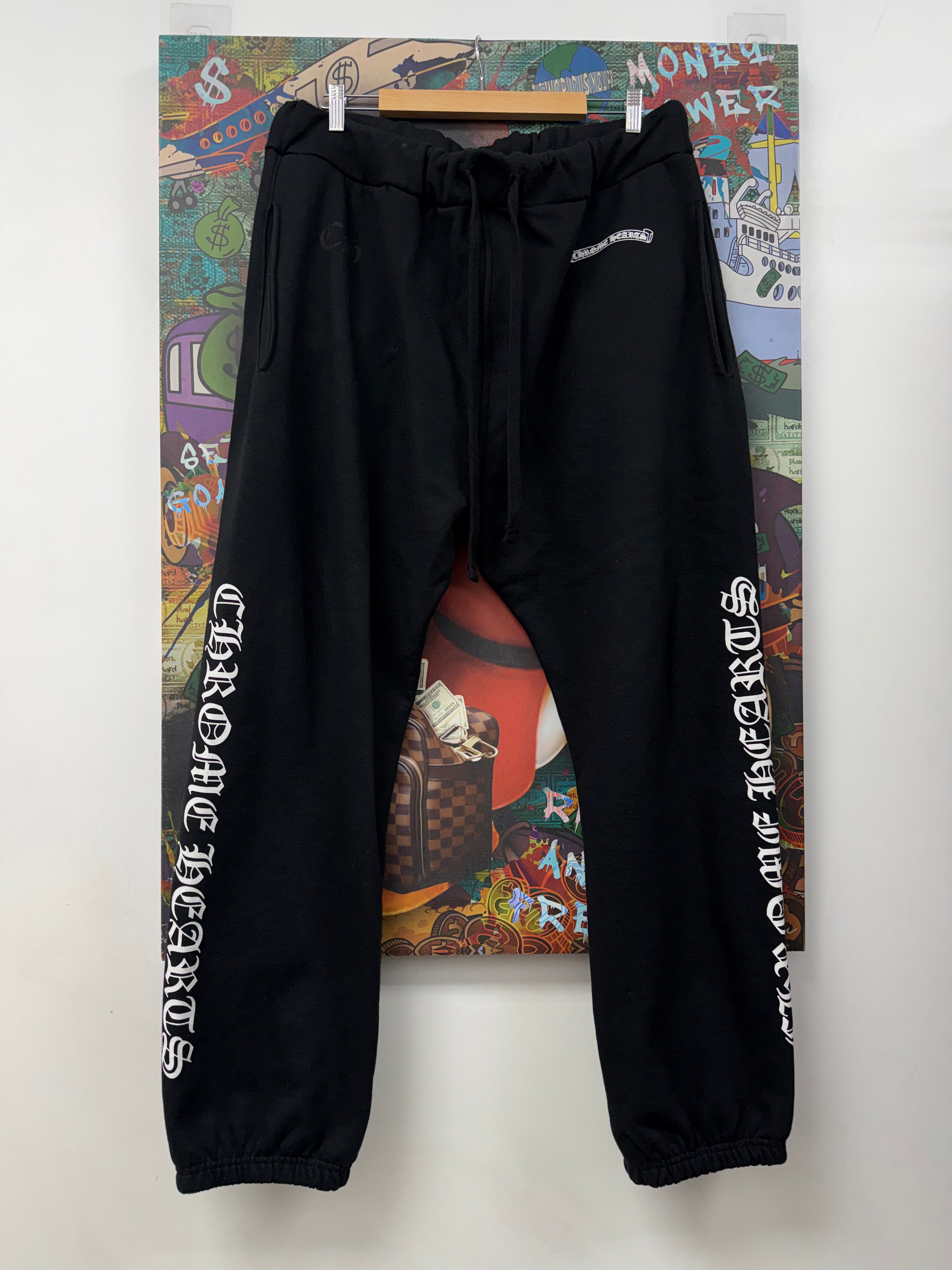 Chrome Hearts Black White Scroll Sweatpants