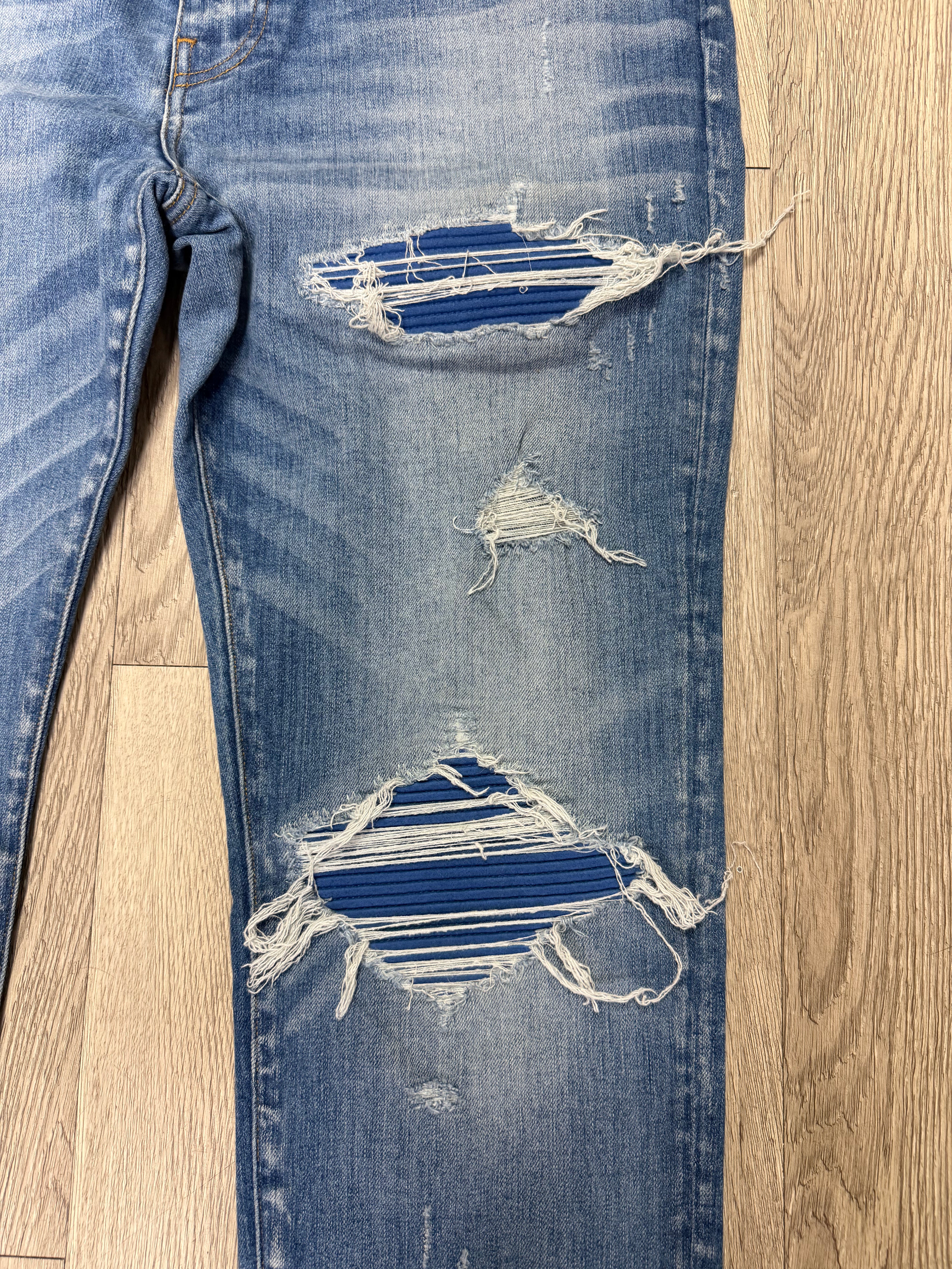 Amiri MX1 Light Wash Blue Ultra Suede Jeans