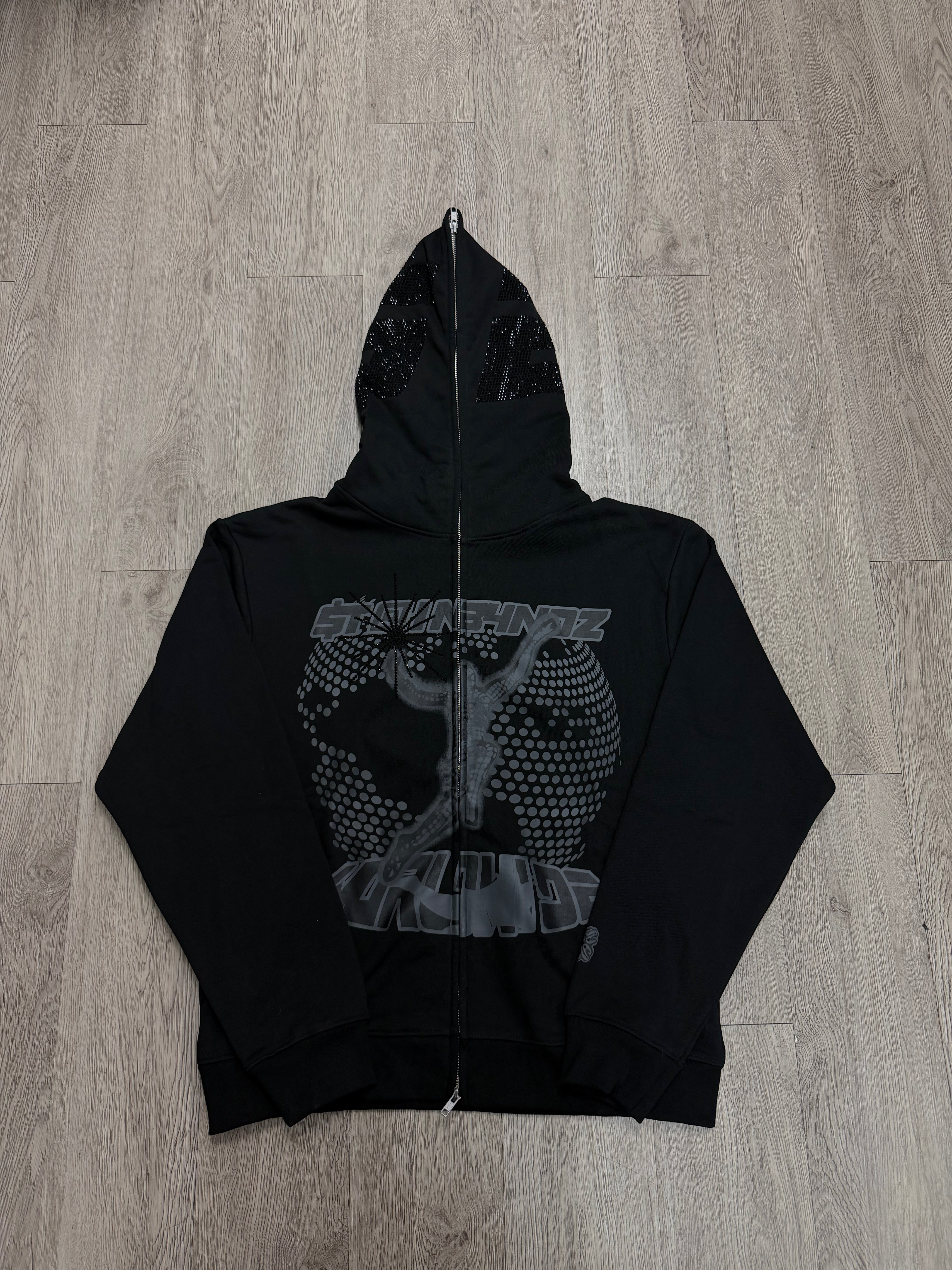 SB Studios Black Rhinestone Zip Up Hoodie