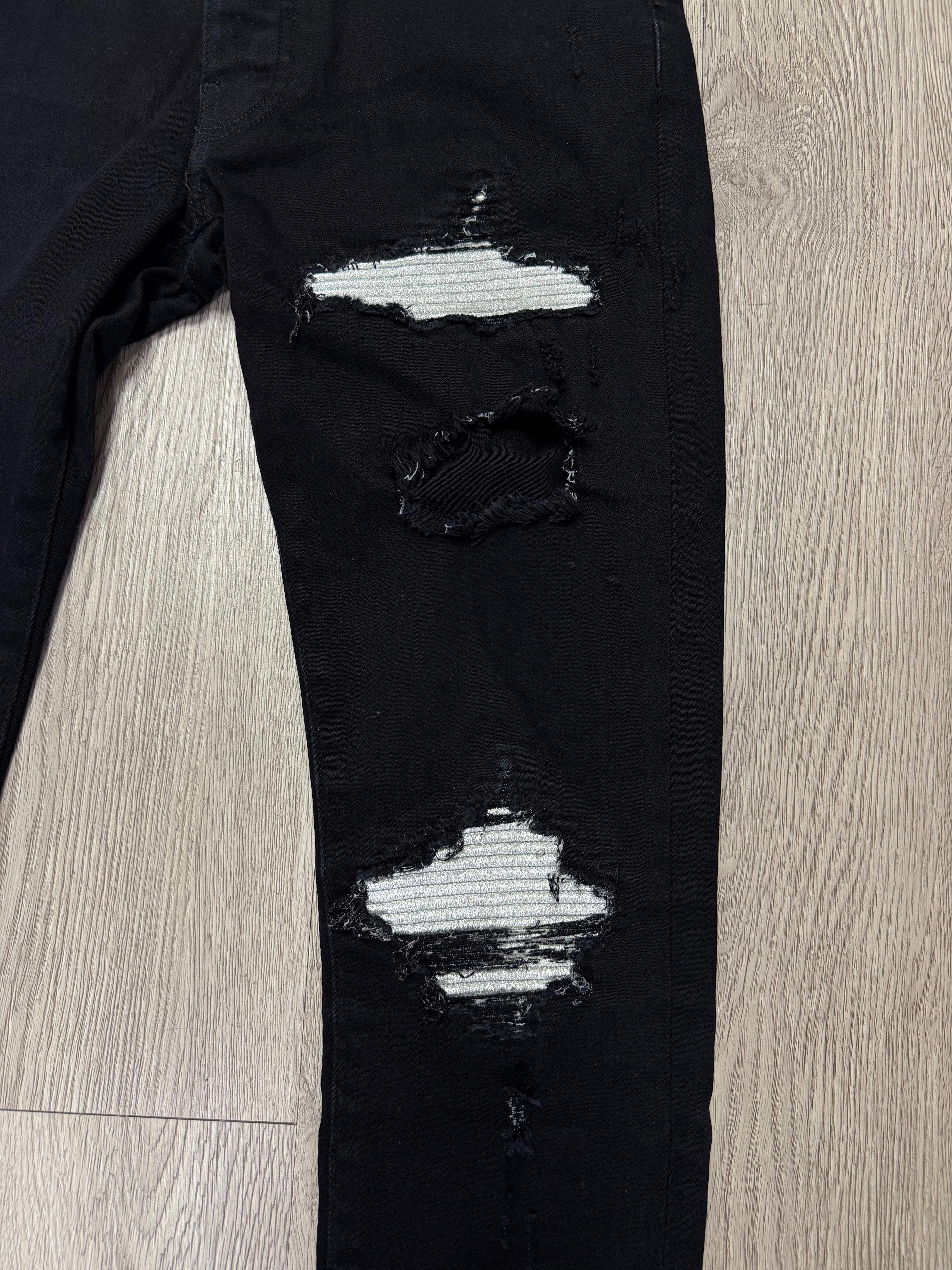 Amiri MX1 Black Silver Patch Jeans