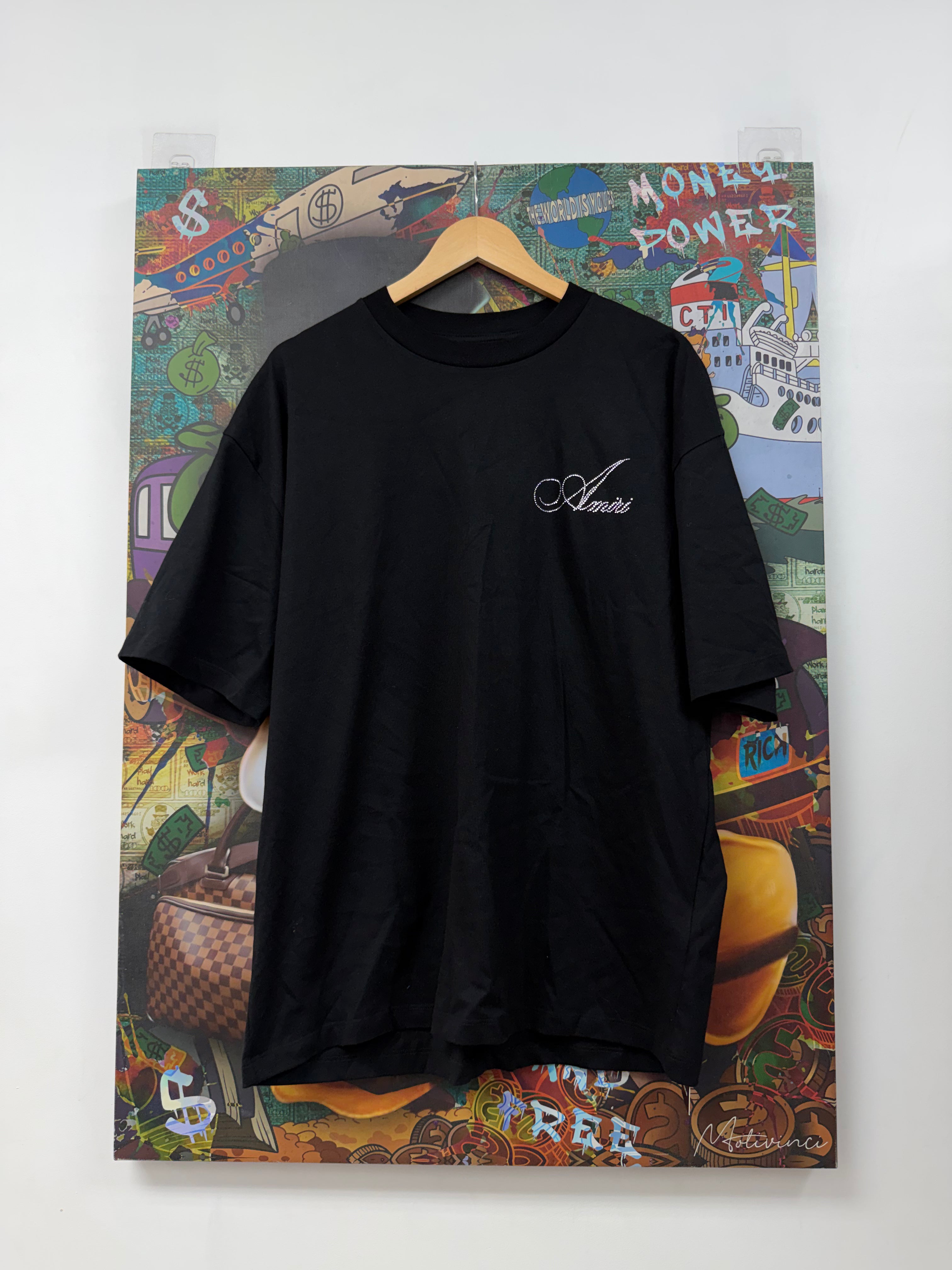Amiri Black Rhinestone Tee