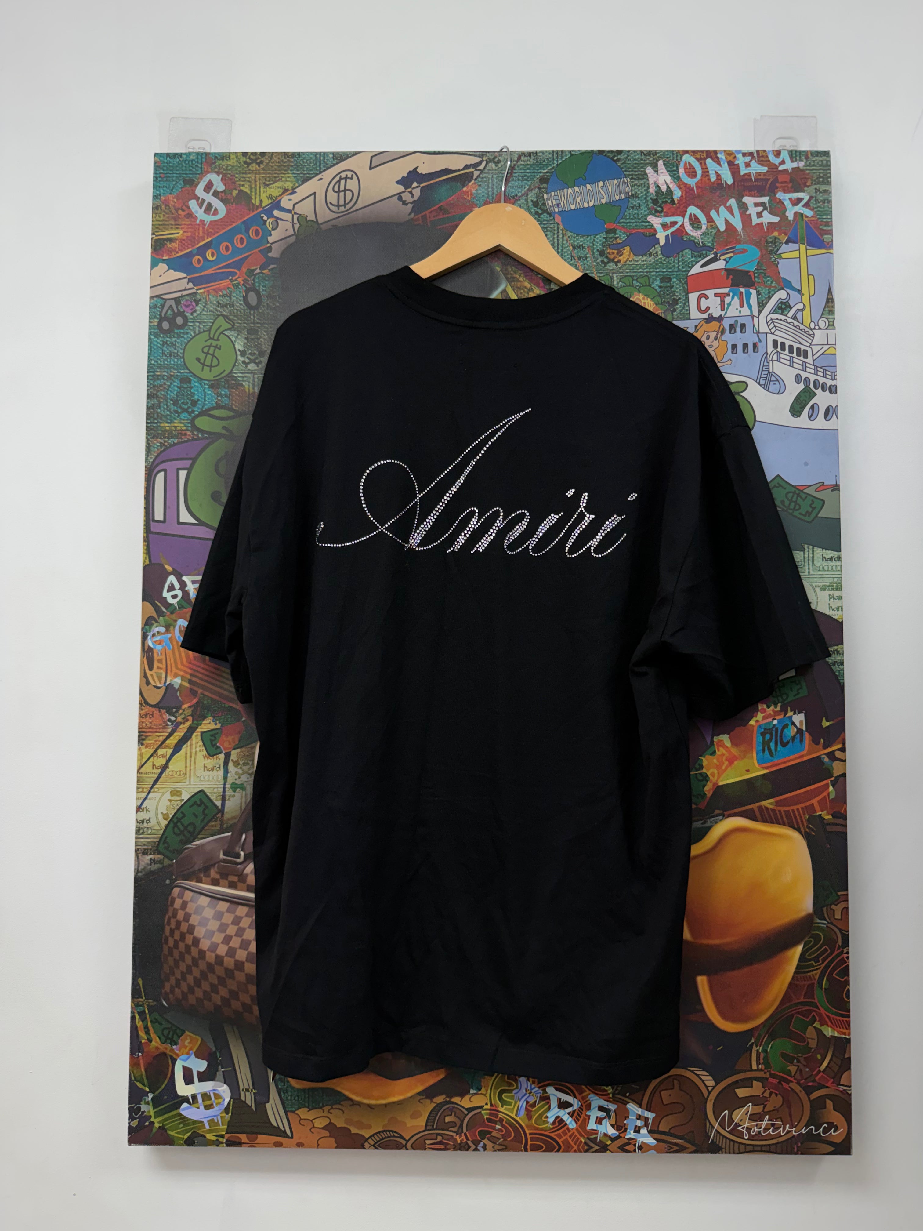Amiri Black Rhinestone Tee