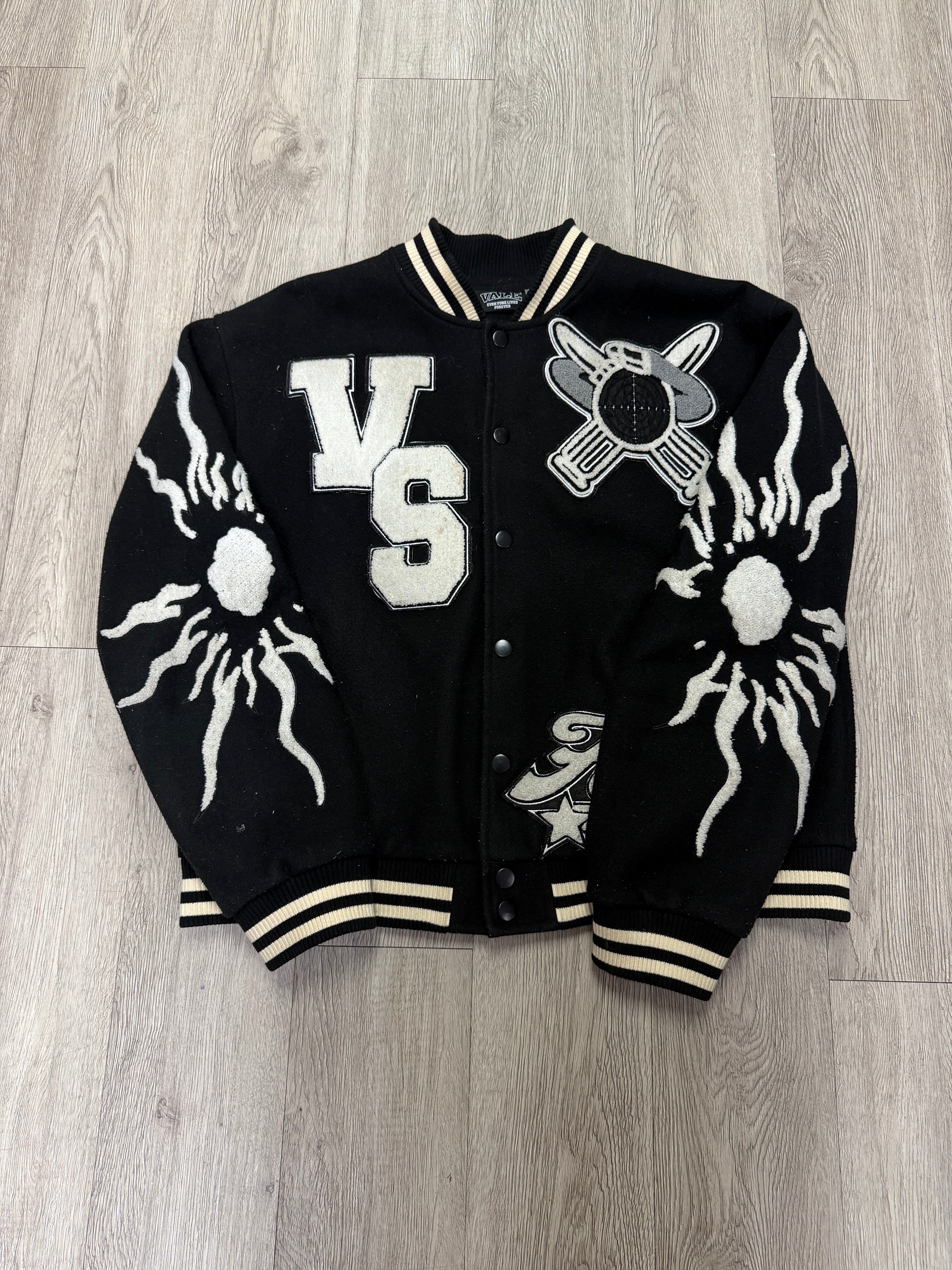 Vale Black Cream Varsity Jacket