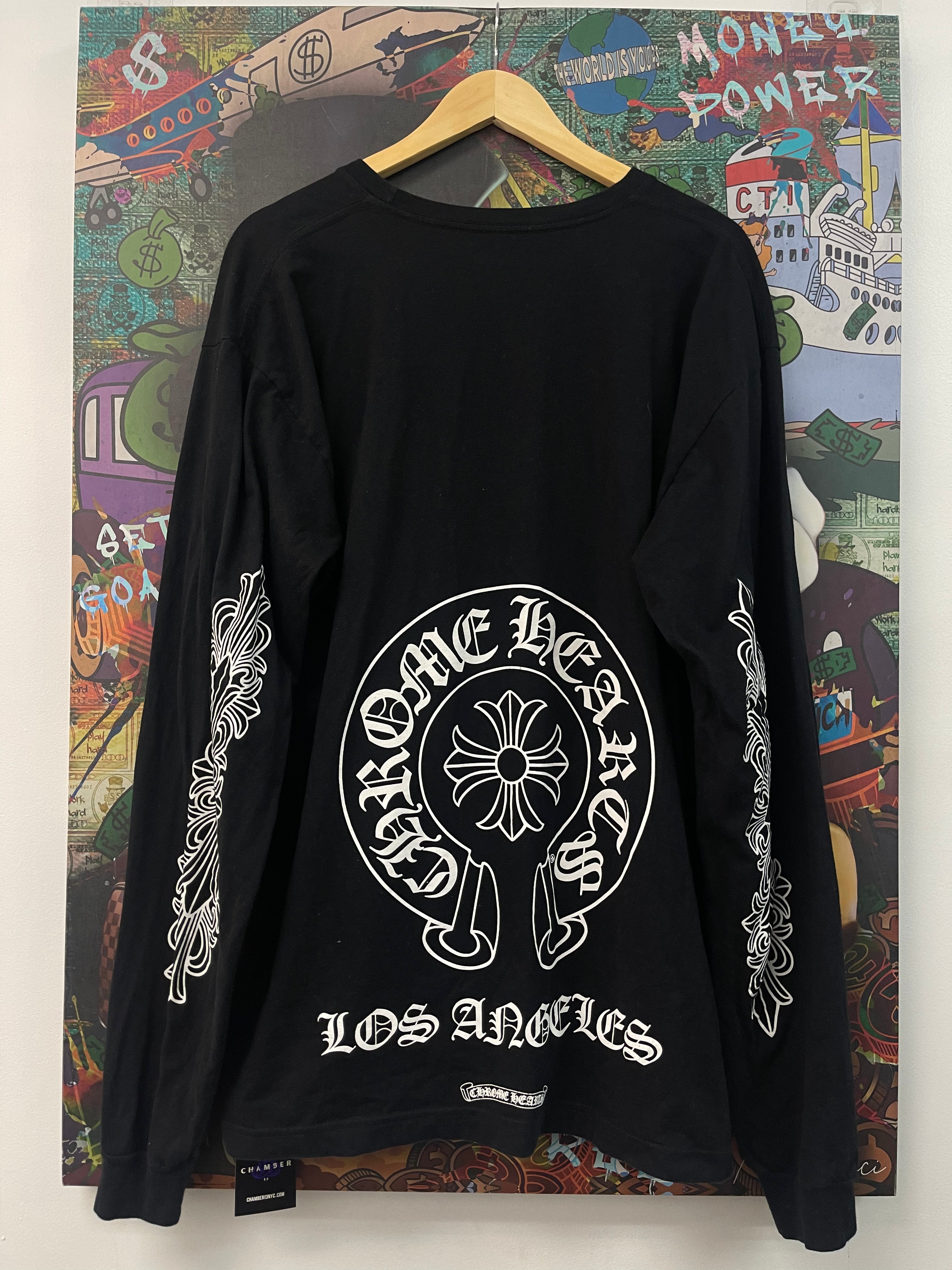 Chrome Hearts Black Los Angeles Floral Horseshoe Long Sleeve