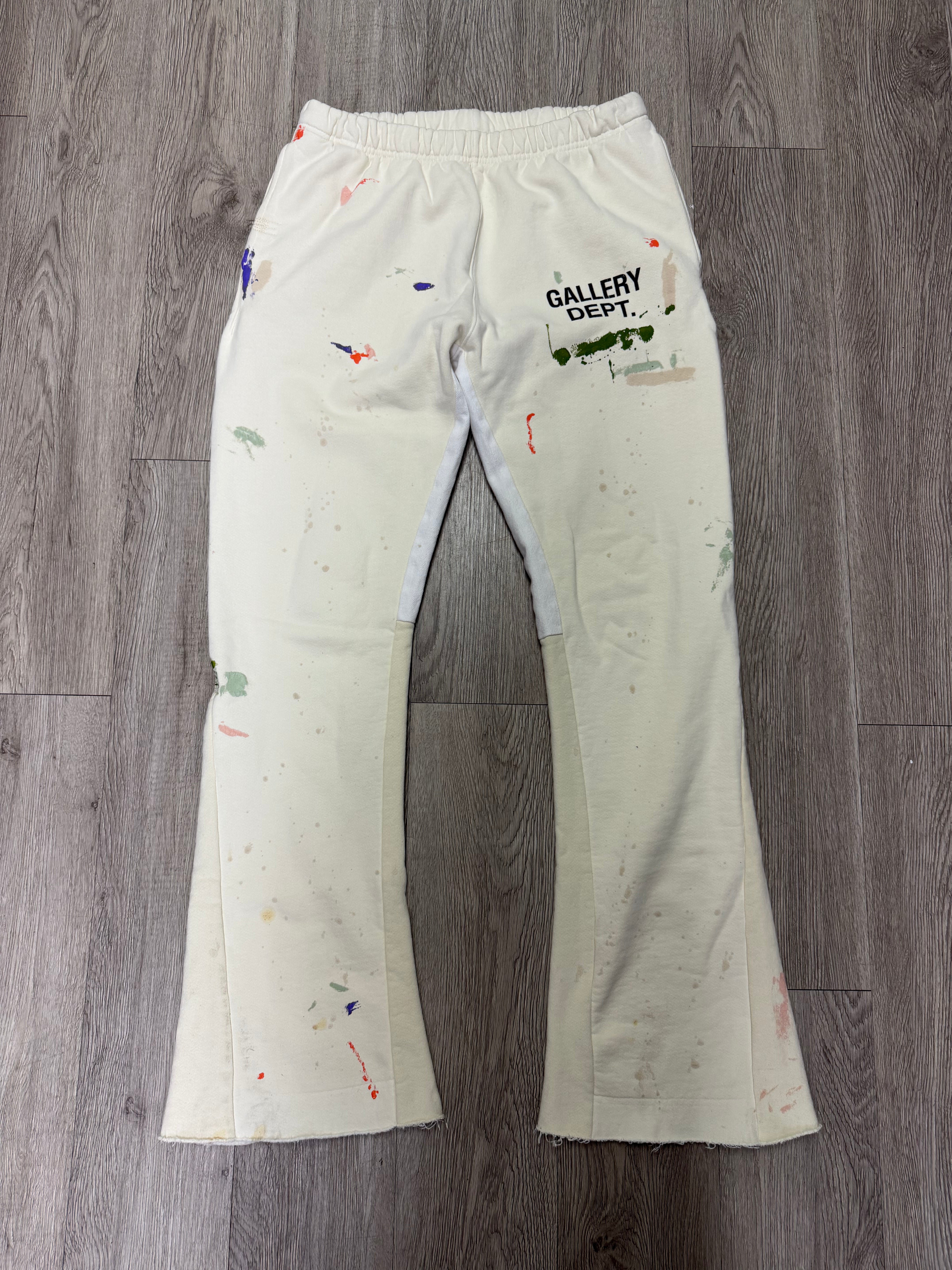 Gallery Dept Cream Paint Splatter Flare Sweats