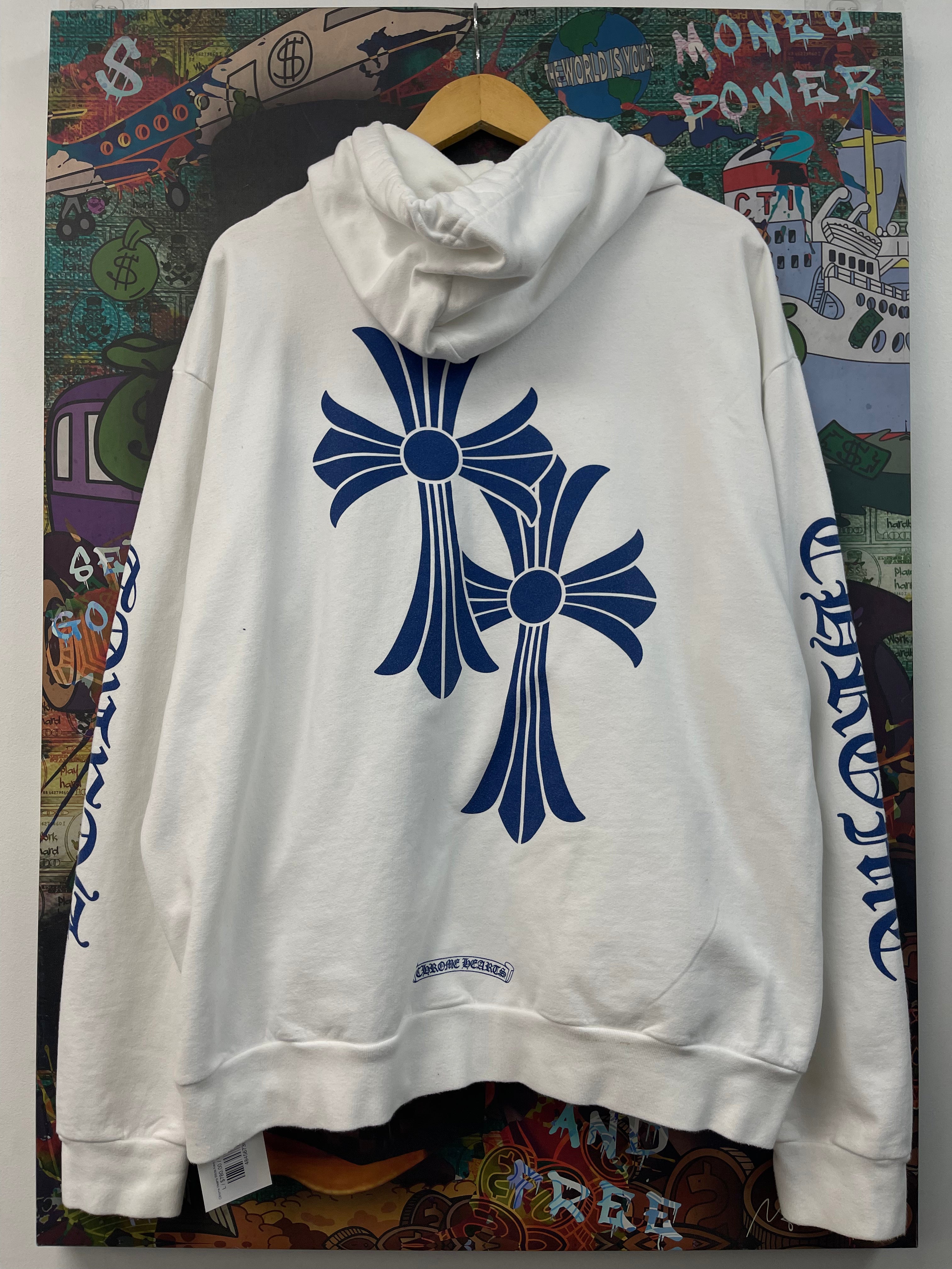 Chrome Hearts White Navy Triple Cross Hoodie