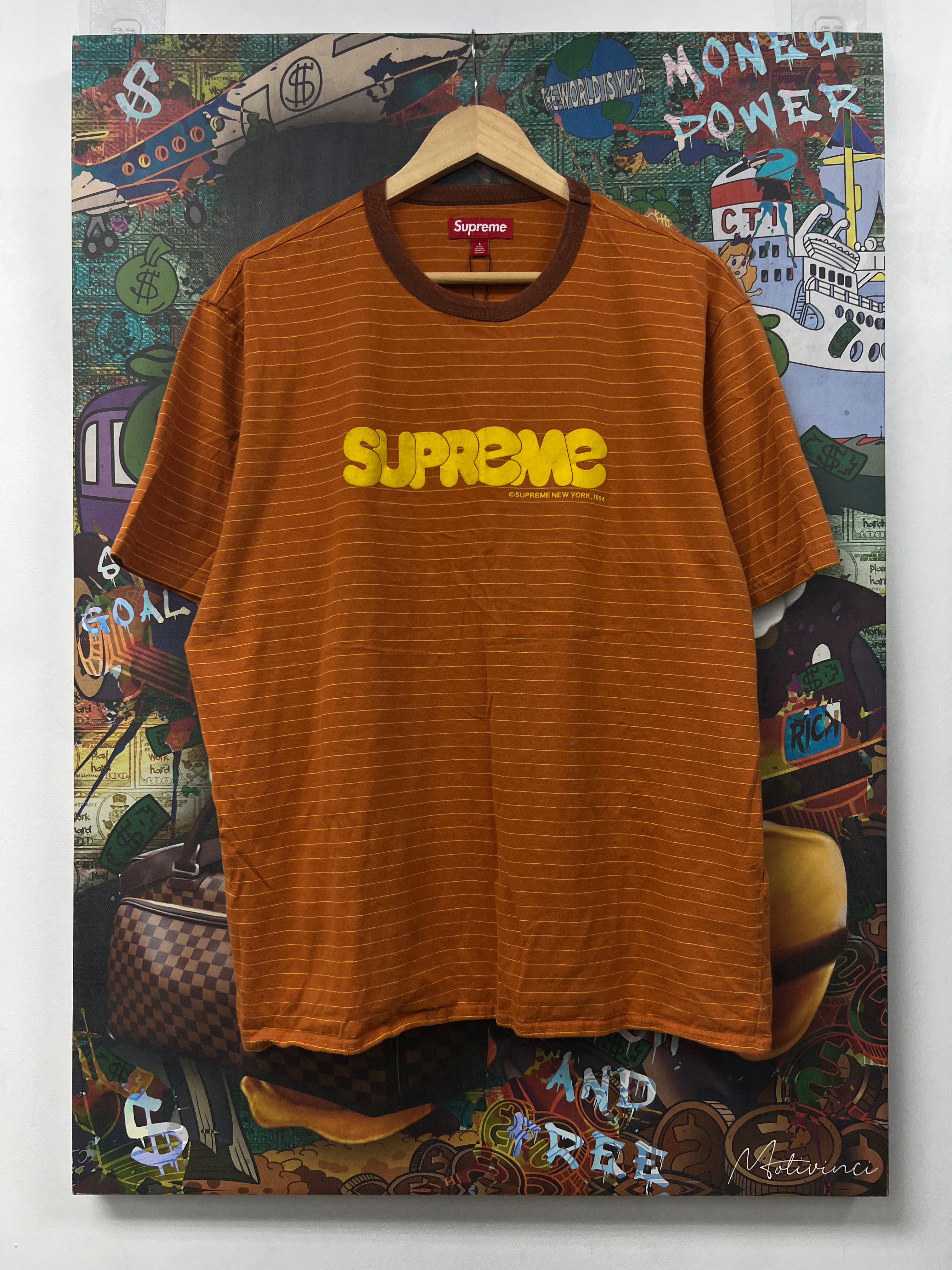 Supreme Orange Yellow Stripe Tee